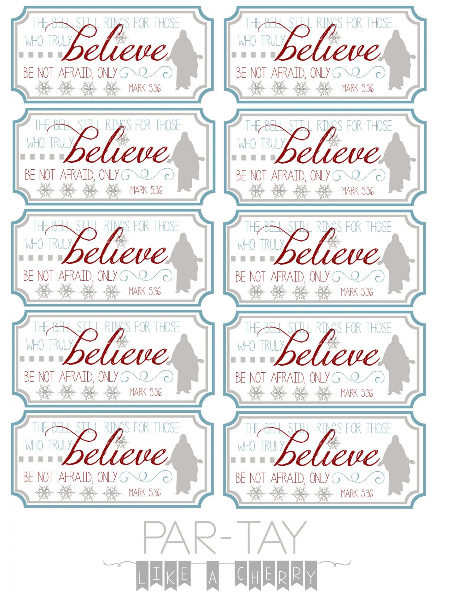 Polar Express Bell Tags - Party Like a Cherry  Polar express