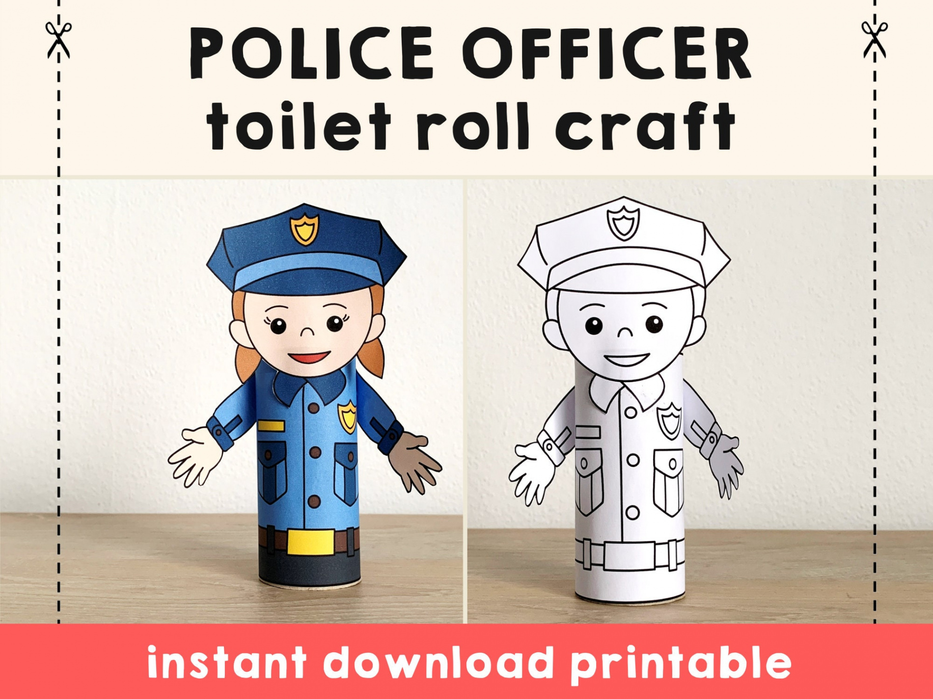 Police Officer Toilet Paper Roll Craft Policeman Party Coloring