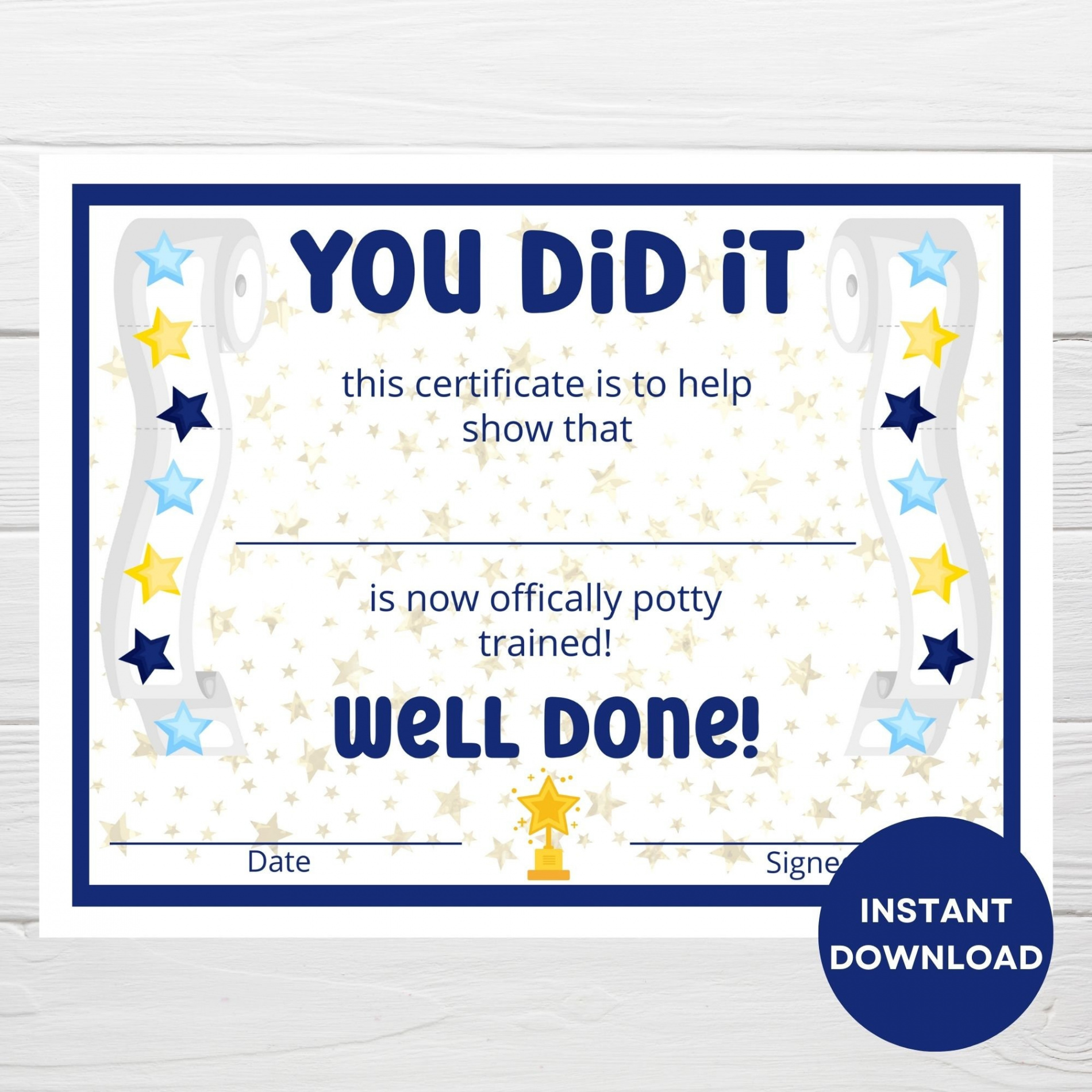 Potty Training Certificate Potty Training Diploma Potty - Etsy