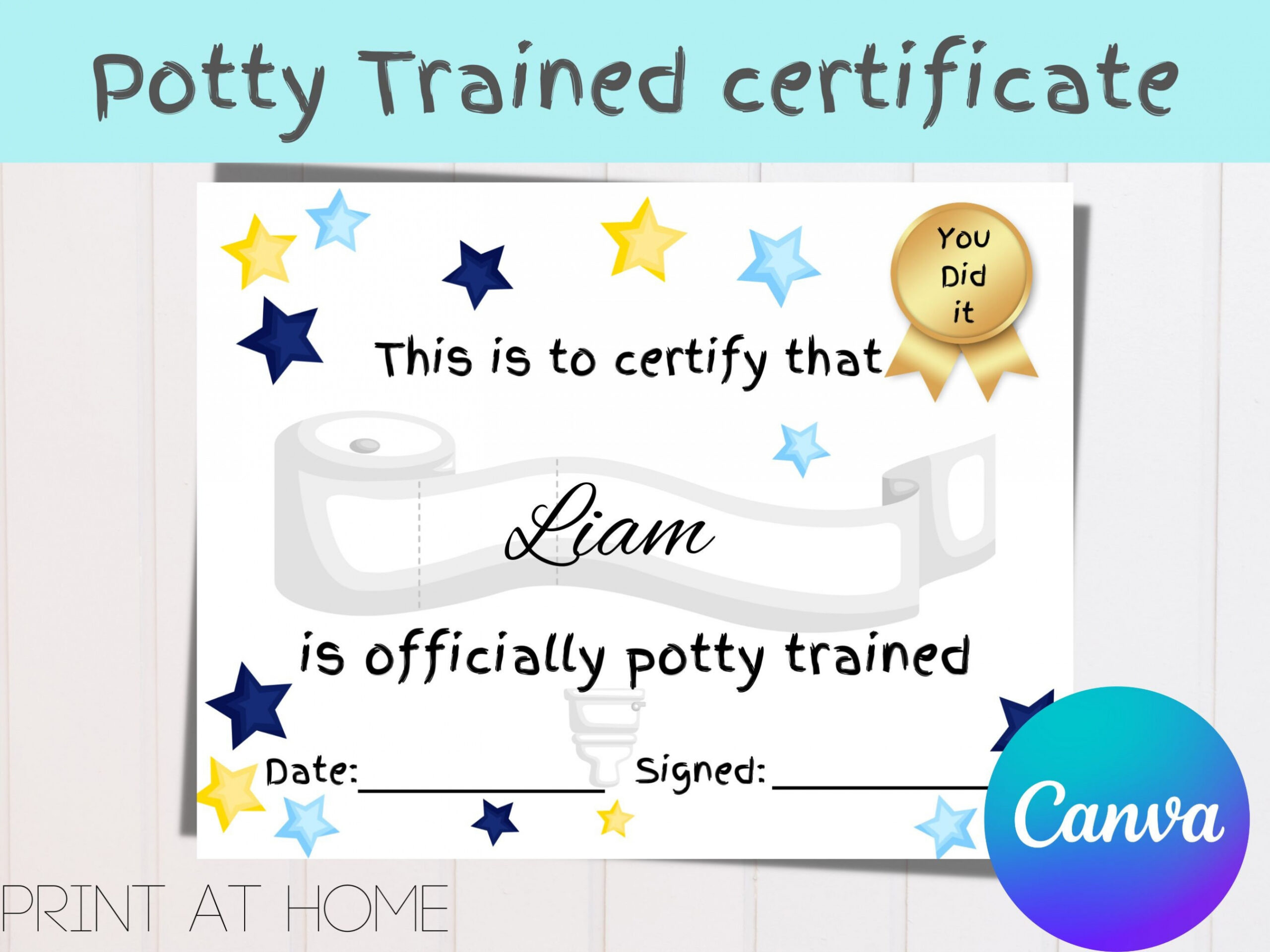 Potty Training Certificate Printable Certificate for Kids - Etsy