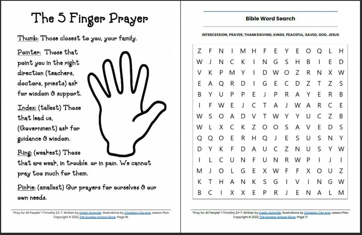 Pray for All People ( Timothy ) Printable Bible Lesson & Sunday