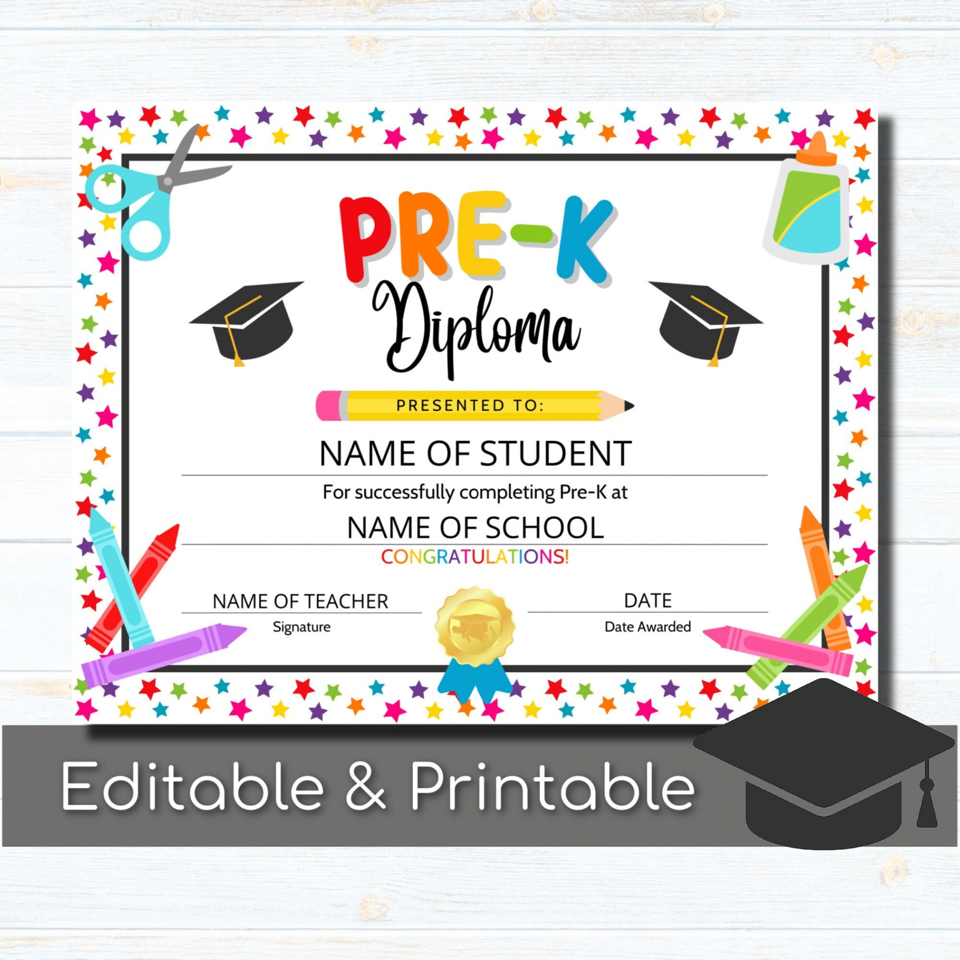 Pre-k Graduation Certificate Preschool Diploma Pre-k - Etsy