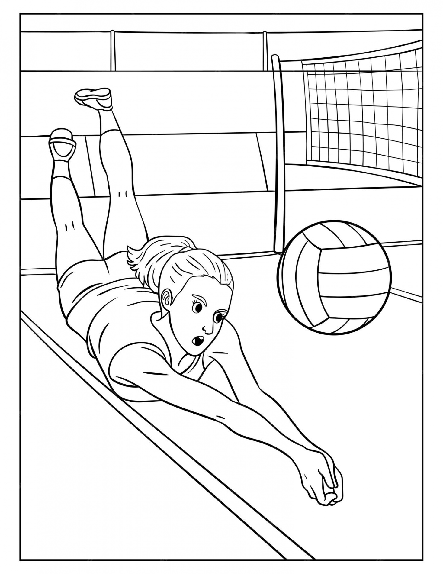 Premium Vector  Volleyball coloring page for kids