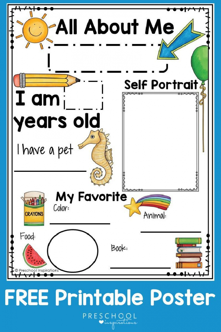 Printable All About Me Poster for a Preschool Theme  All about me