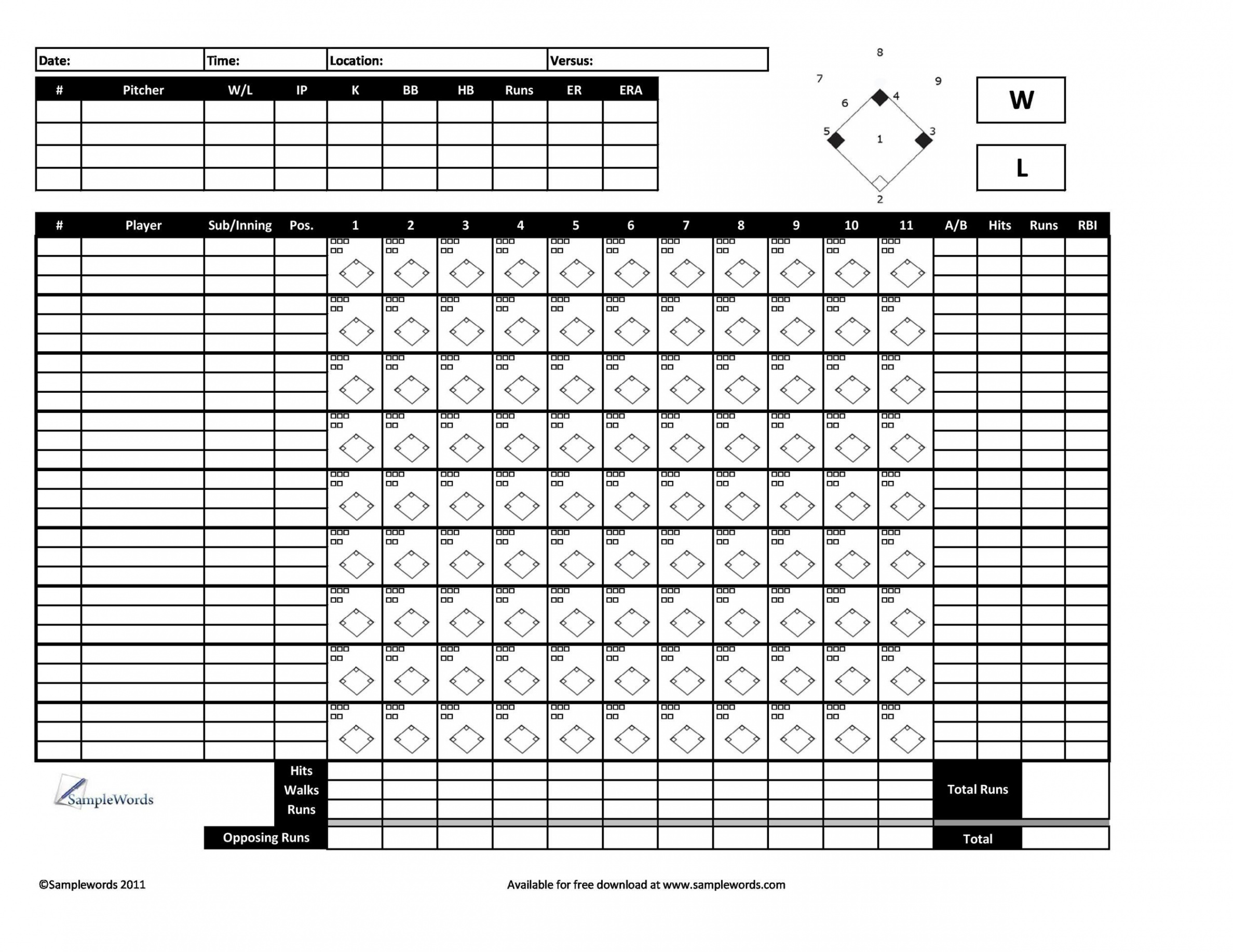 + Printable Baseball Scoresheet / Scorecard Templates ᐅ