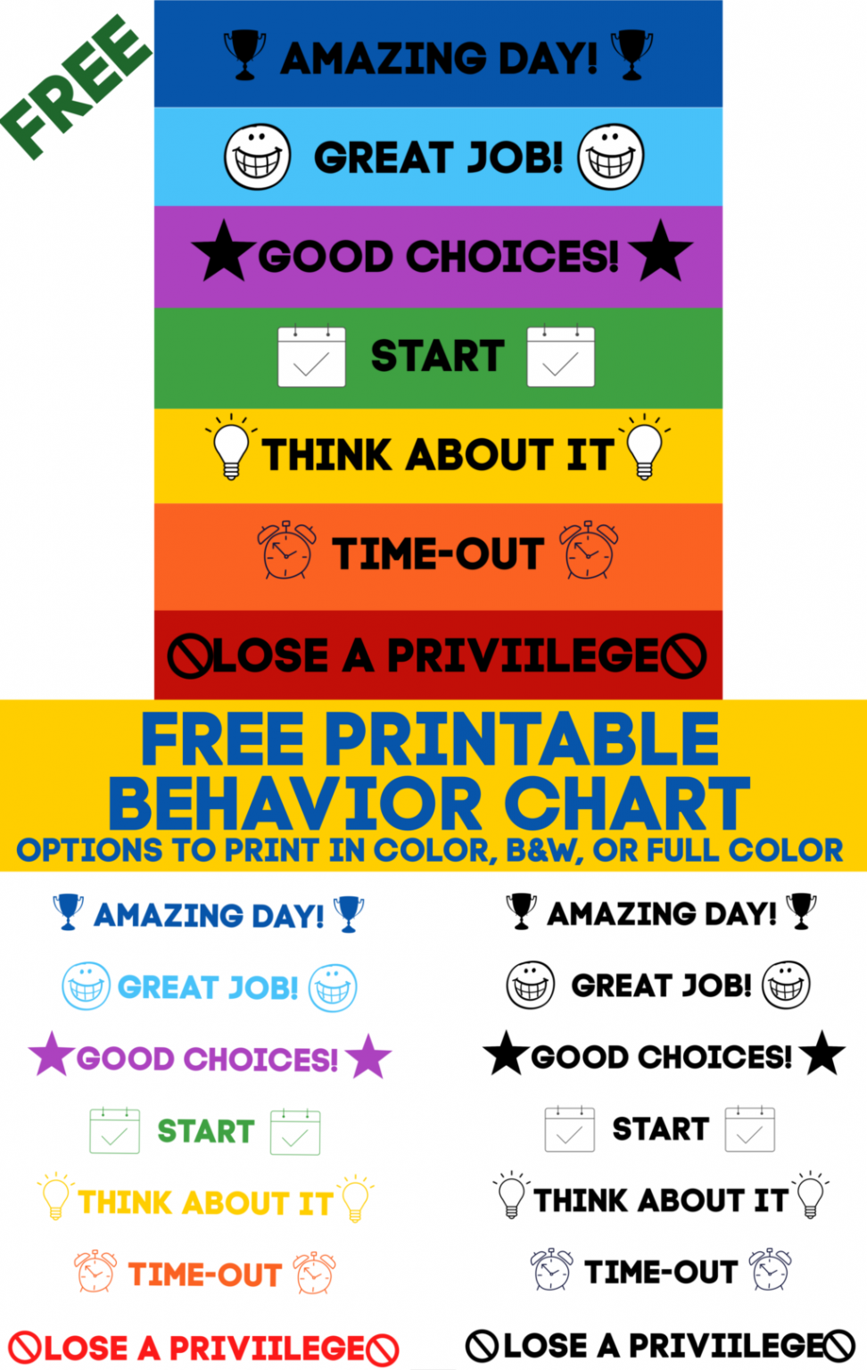 PRINTABLE BEHAVIOR CHART (FREE DOWNLOAD) +  more FREE Printables