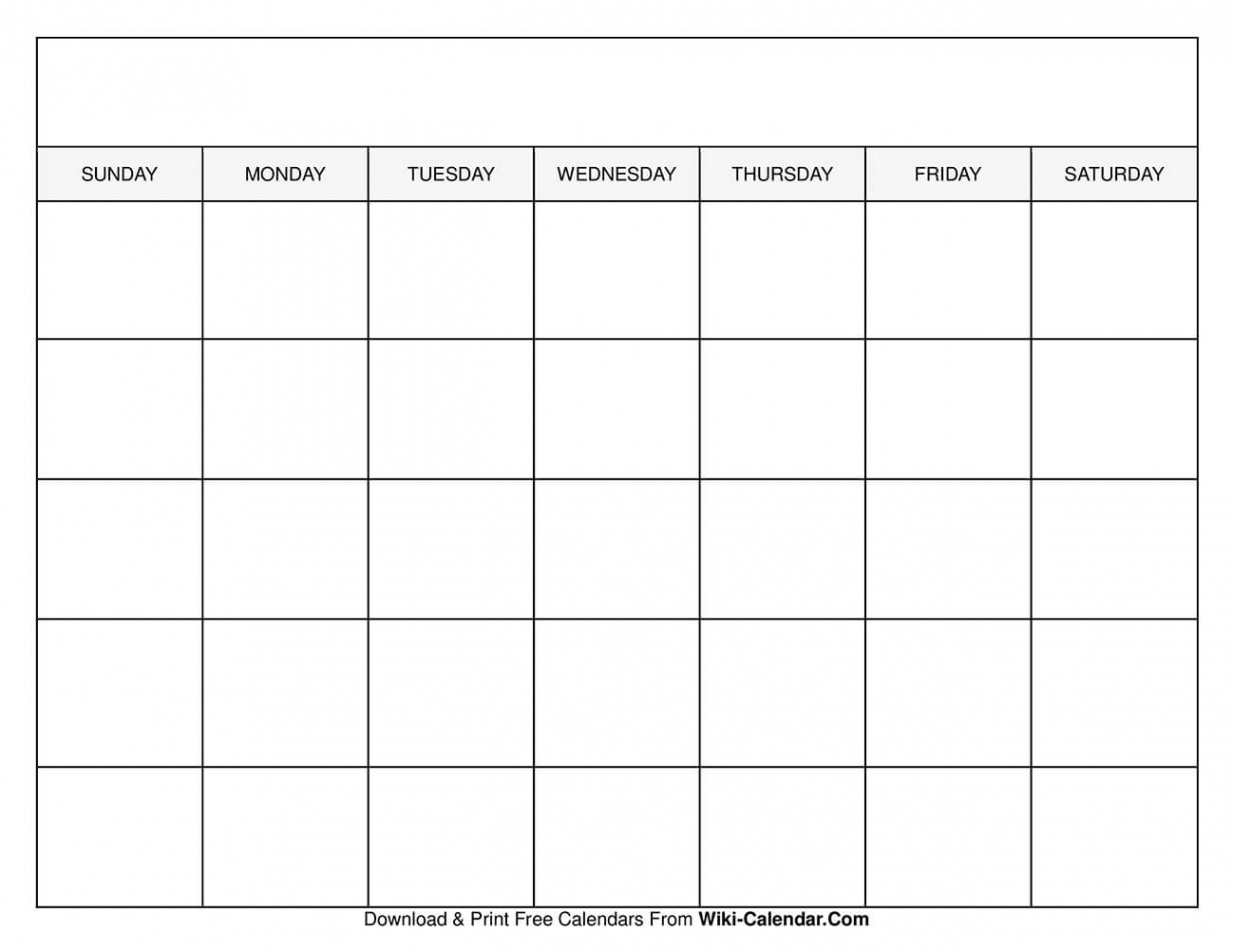 Printable Blank Calendar Templates - Wiki Calendar