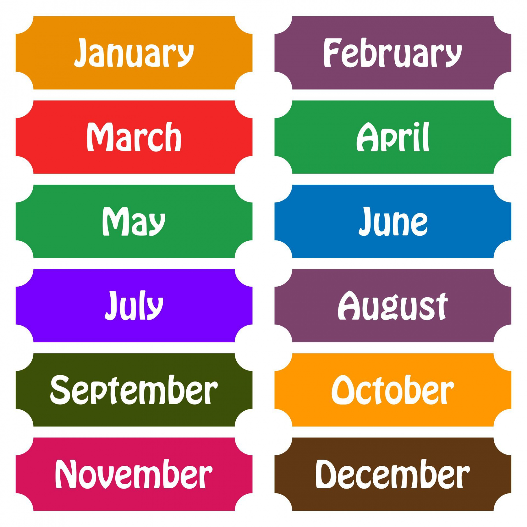 Printable Calendar Months Of The Year Pdf  Month labels, Months