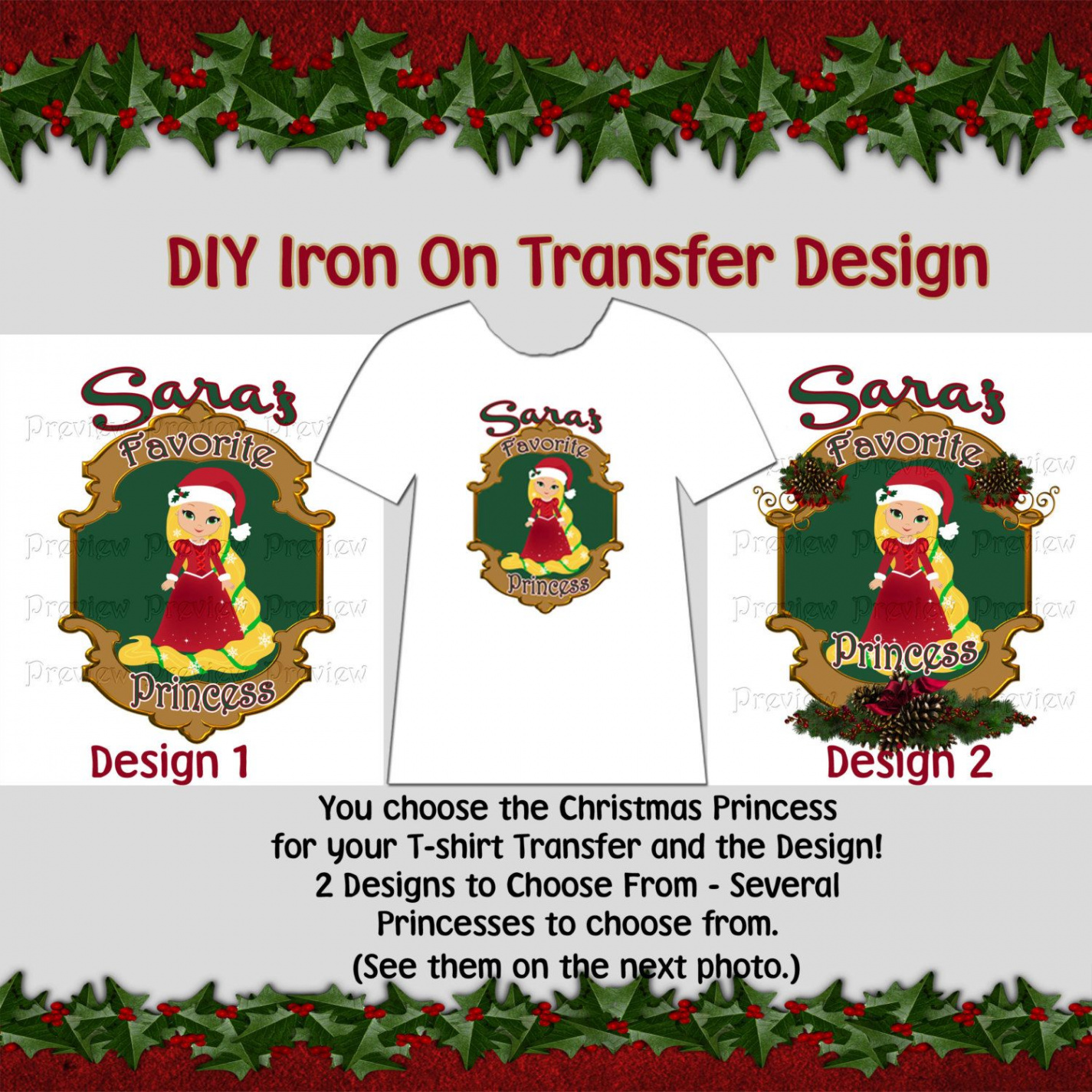 Printable Christmas Iron On T-shirt Transfer - DIY Personalized