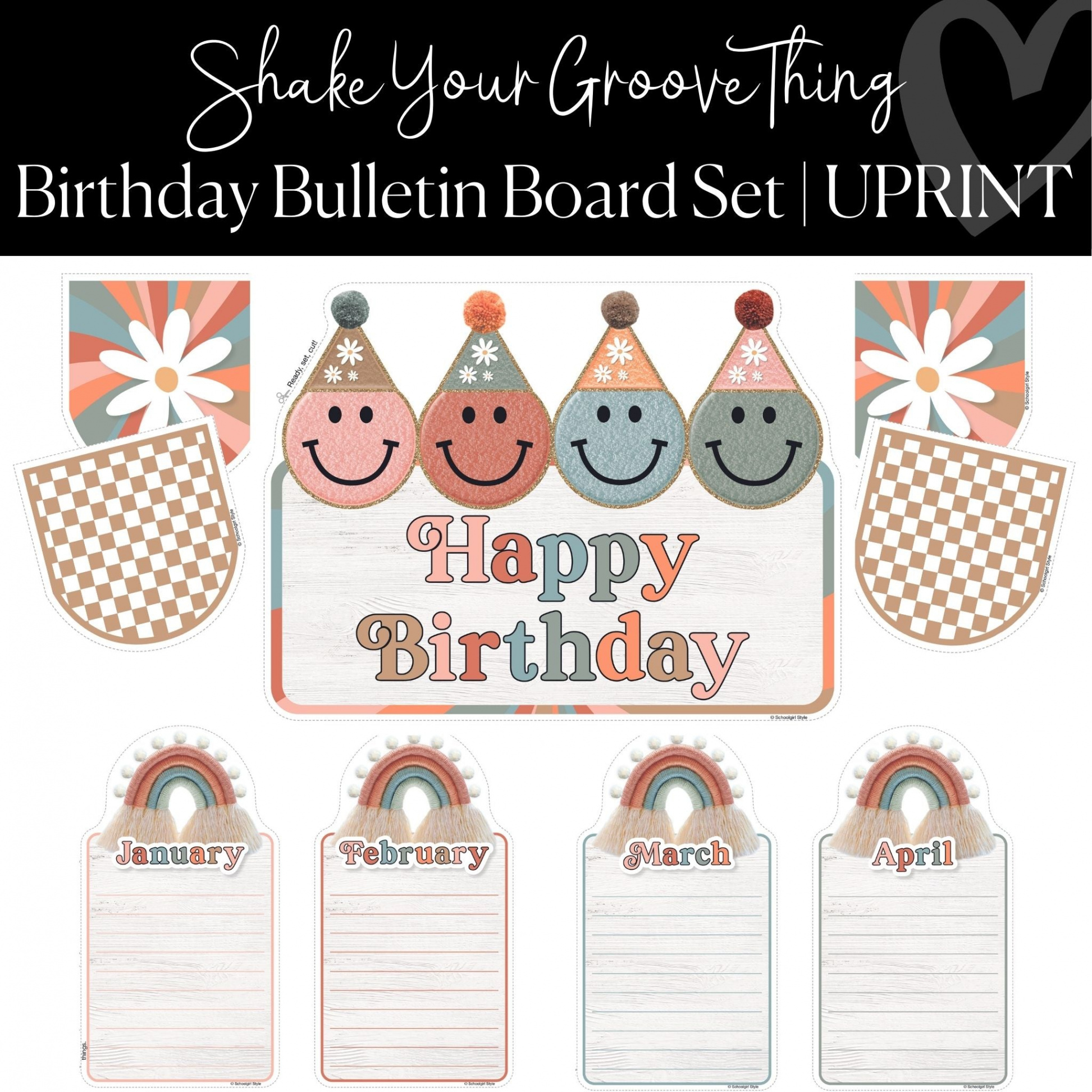 Printable Classroom Birthdays Bulletin Board Set  Groovy