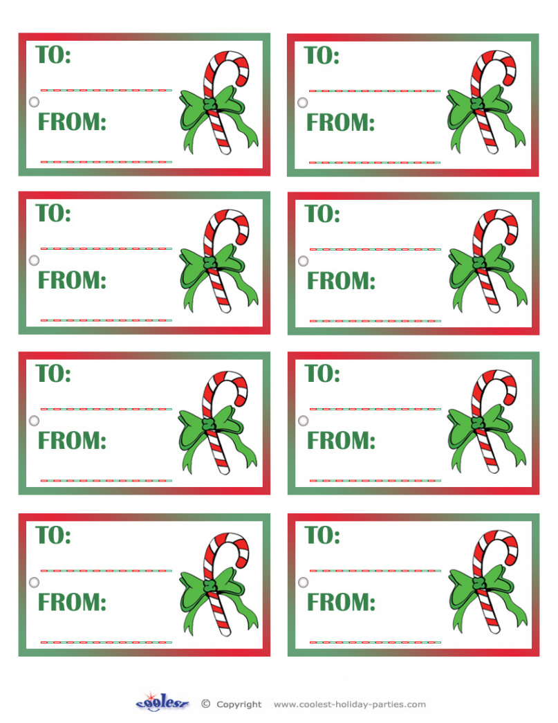Printable Colored Candycane Gift Tags - Coolest Free Printables