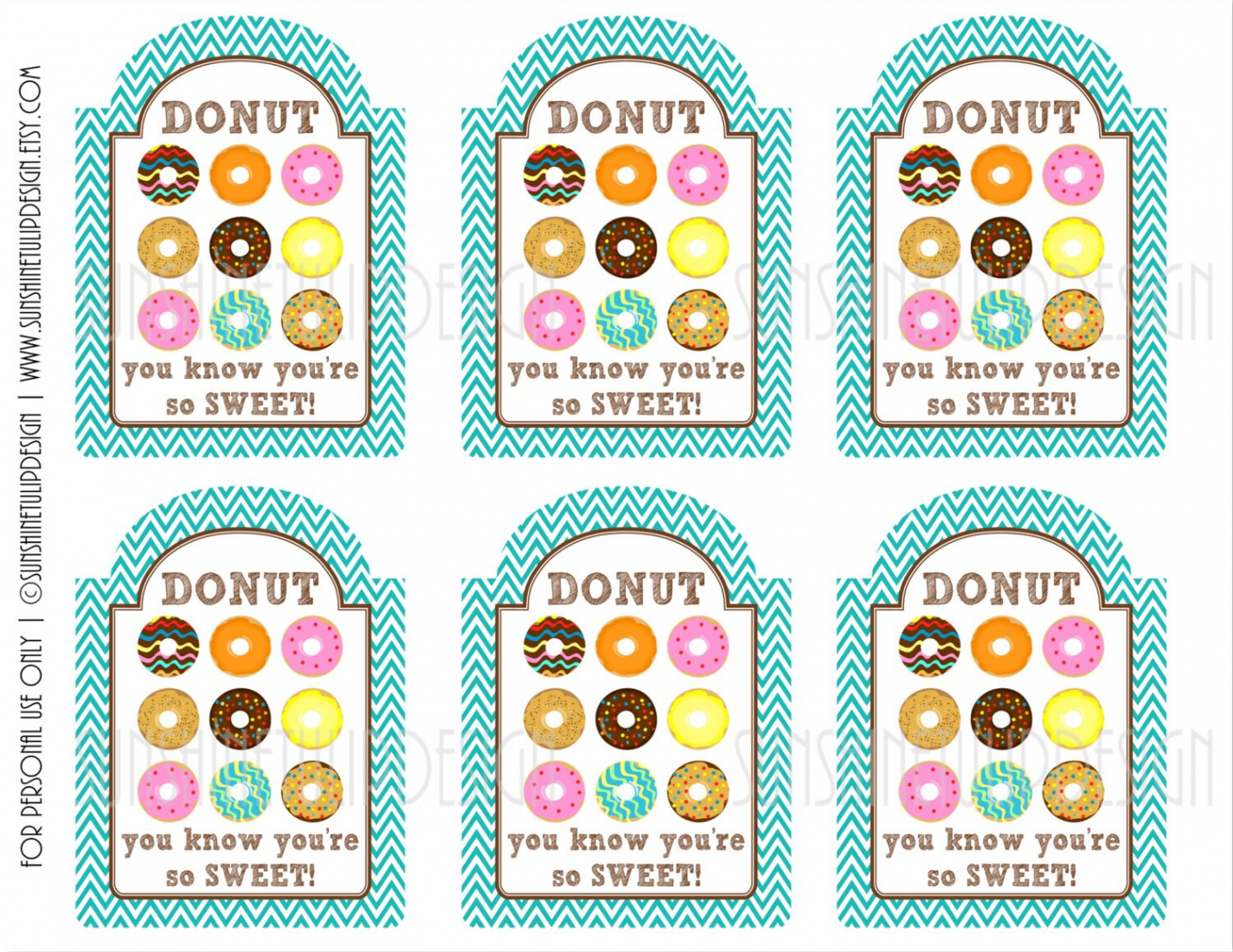 Printable DONUT You Know Teacher Appreciation Friendship Gift Tags by  SUNSHINETULIPDESIGN