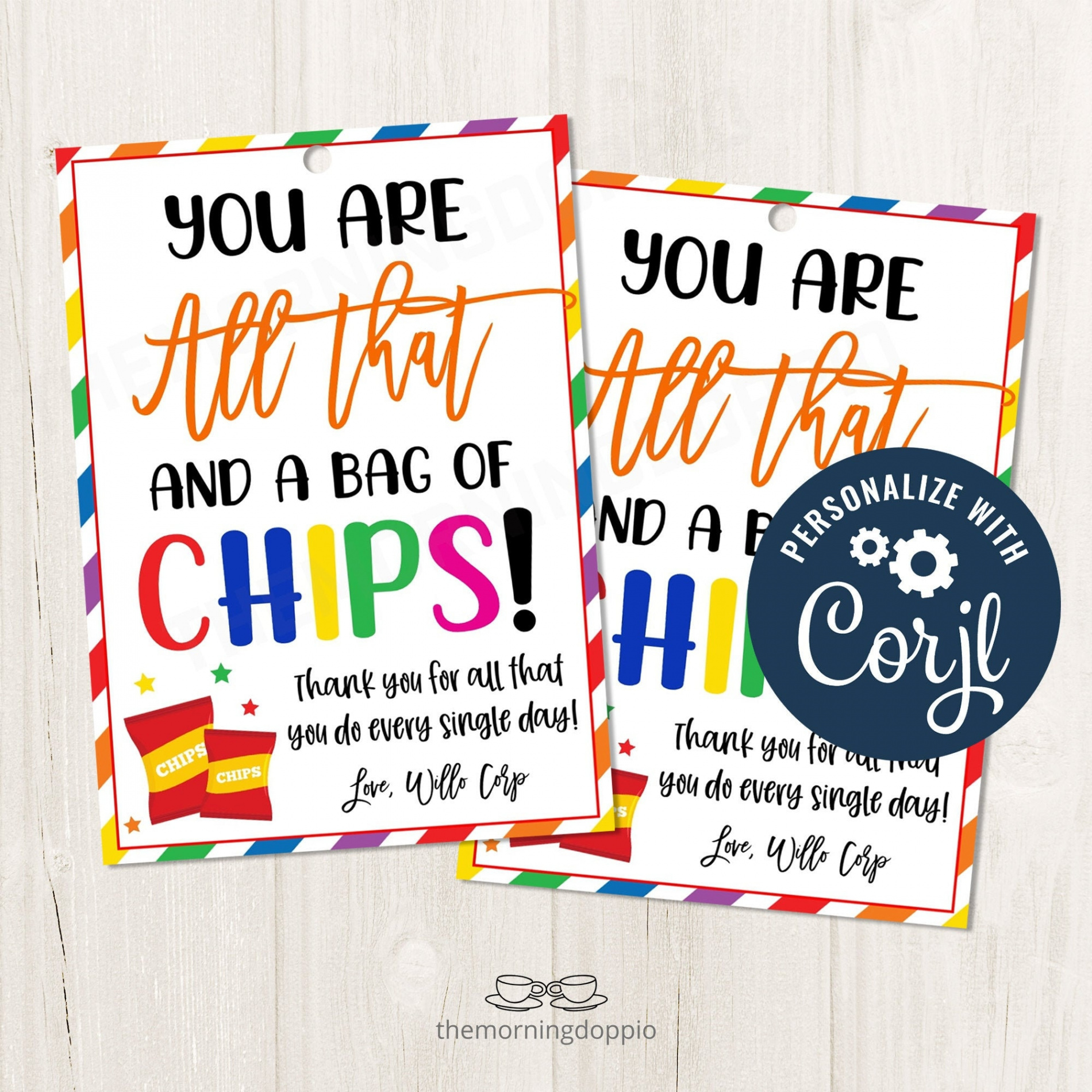 Printable/editable You Are All That and a Bag of CHIPS Gift - Etsy