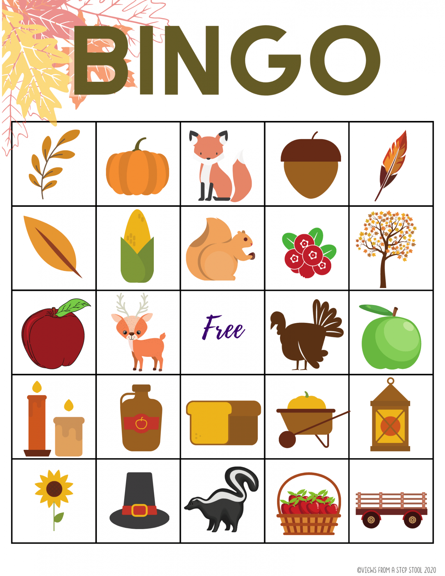 Printable Fall Bingo Game for Kids - Views From a Step Stool