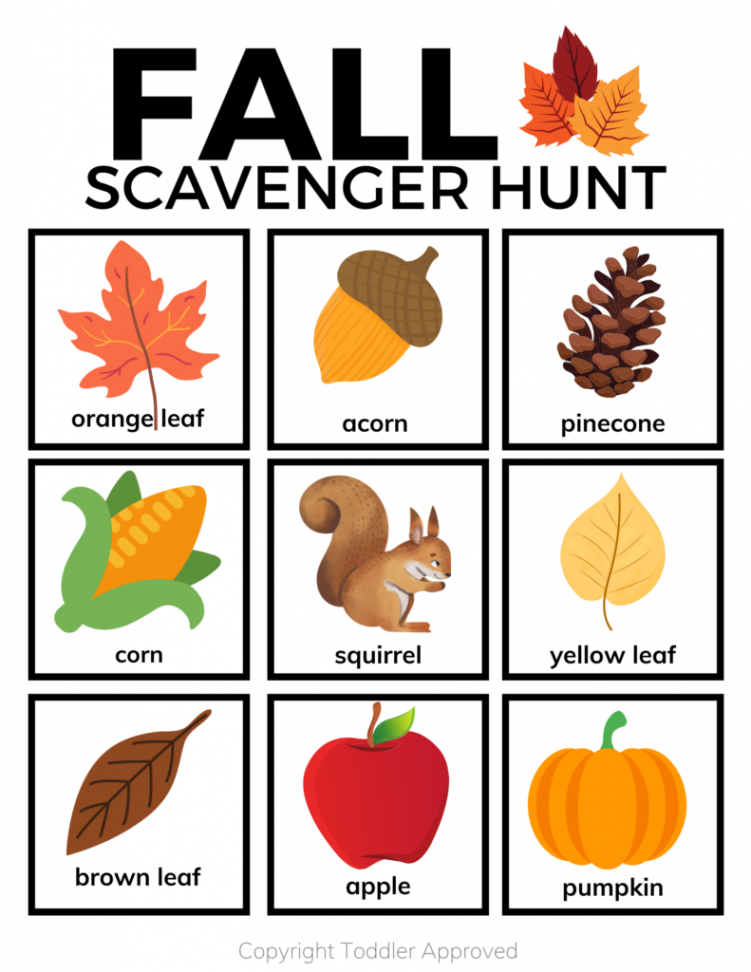 Printable Fall Scavenger Hunt - Toddler Approved