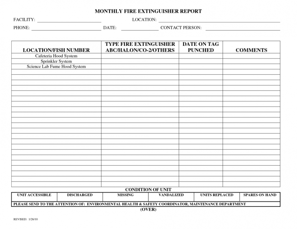 Printable Fire Inspection Checklist Template - Printable Templates