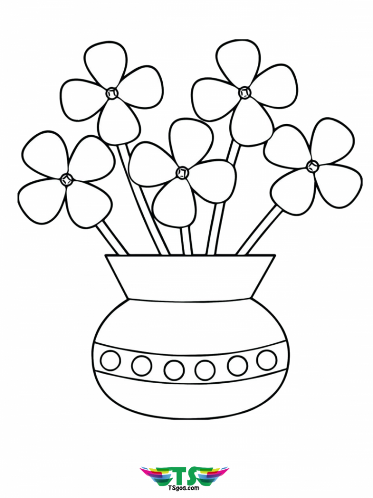 Printable Flowers in a Vase Coloring Page  Free printable