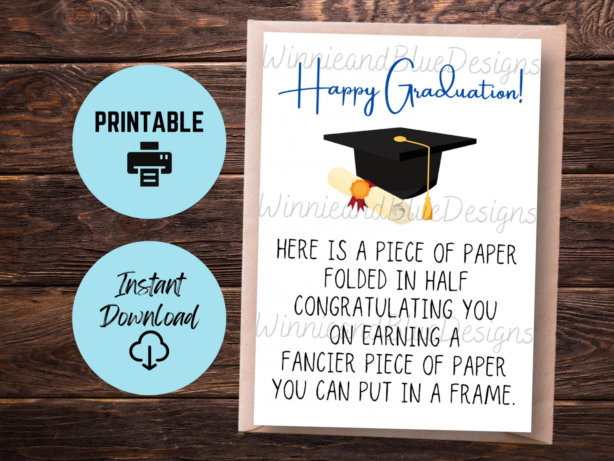 Printable Funny Graduation Card, Fancy Piece of Paper Grad Card, High  School College University Graduation Card, Congratulations graduate