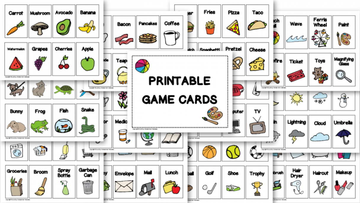 Printable Game Cards for Headband Game, Memory, or  Questions