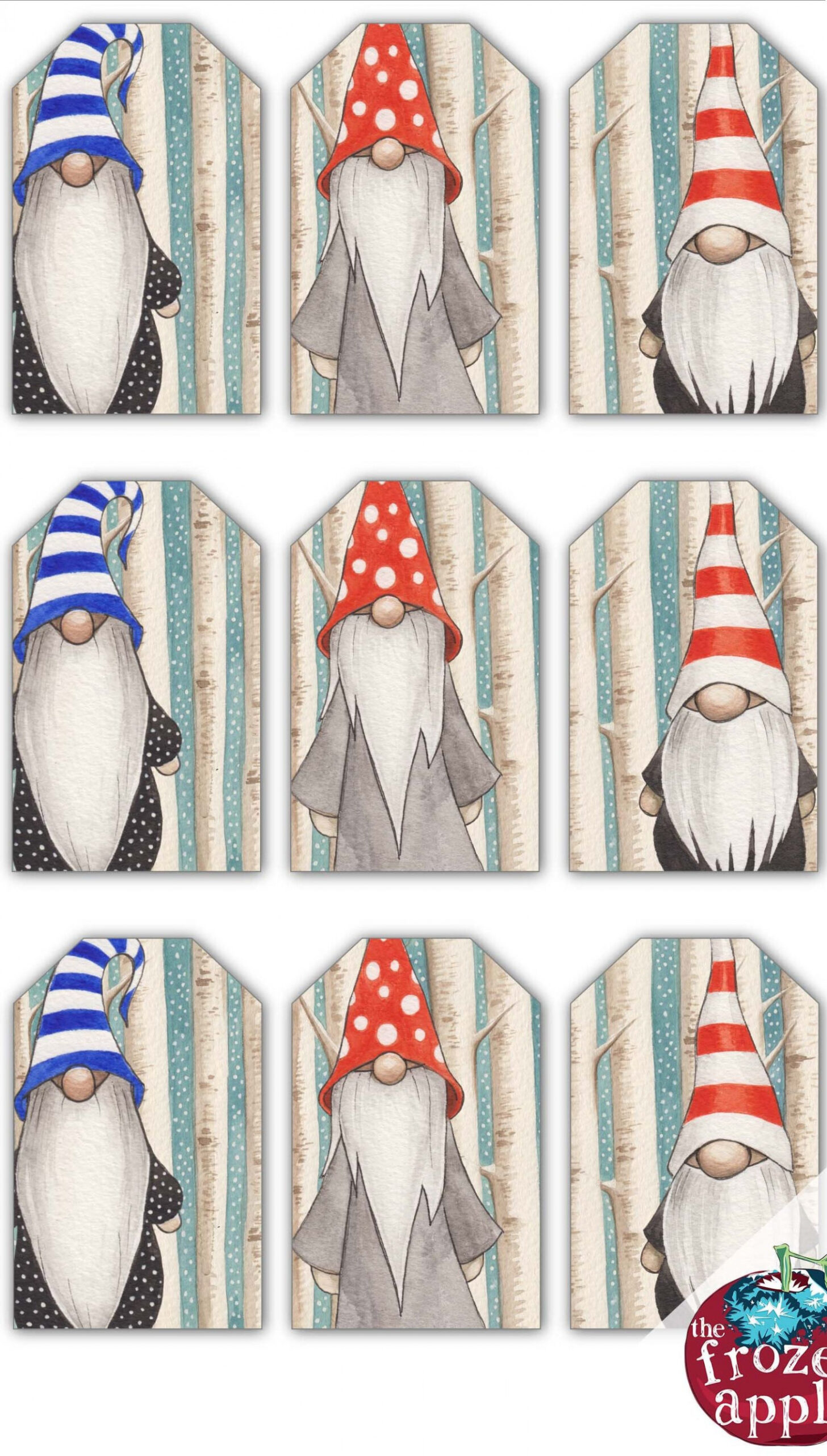 Printable Gnome Gift Tags Instant Digital Download Christmas