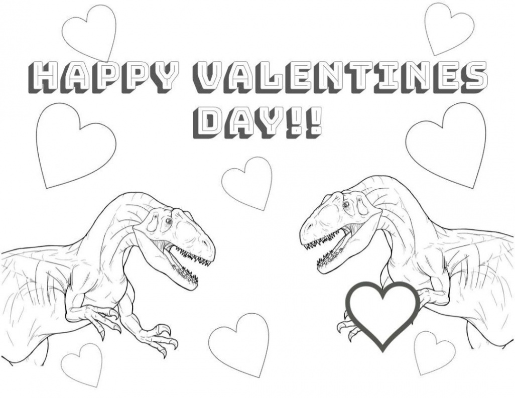 Printable happy Valentines Day Dinosaur Coloring - Etsy