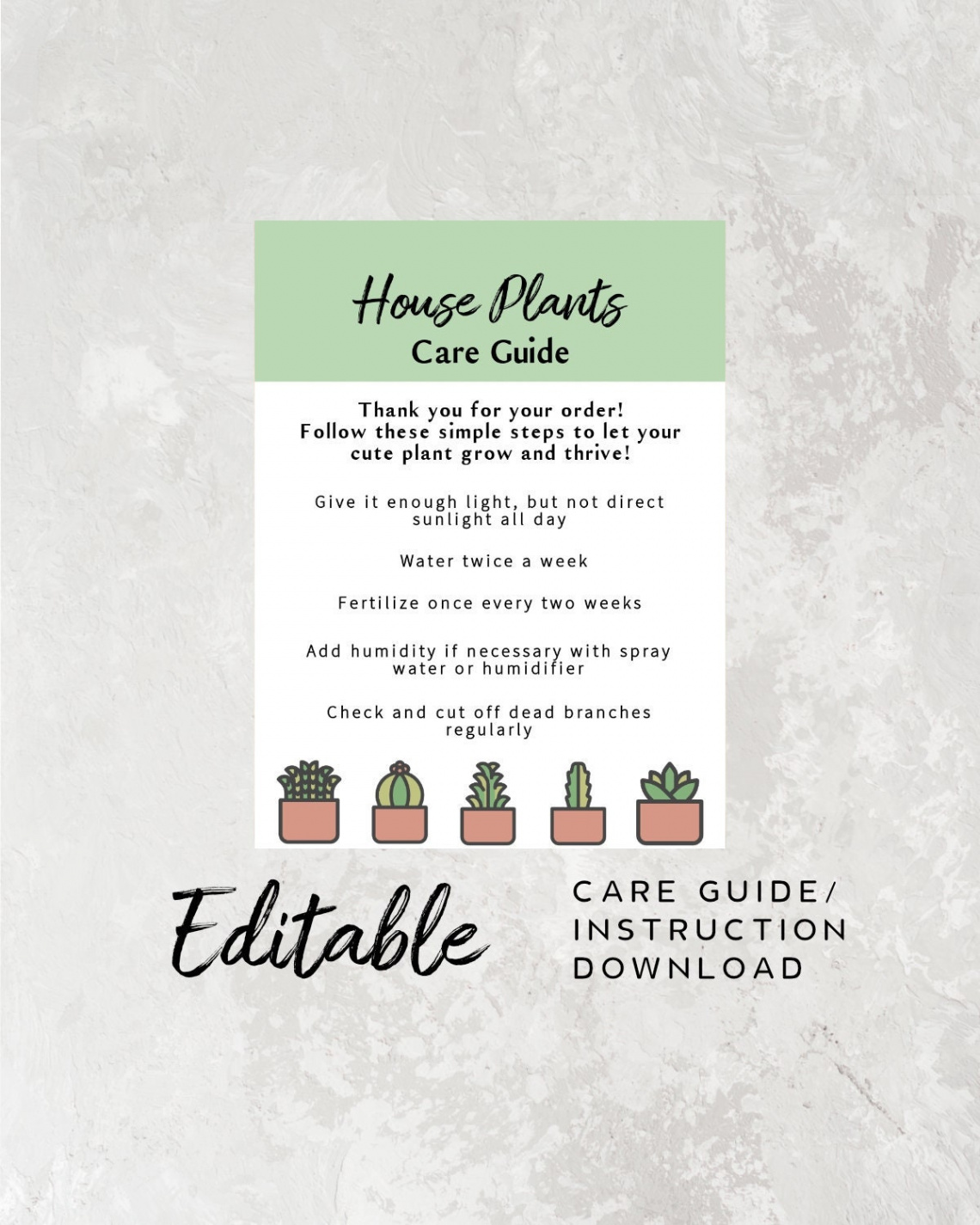 Printable House Plant Care Guide Indoor Plant Care - Etsy