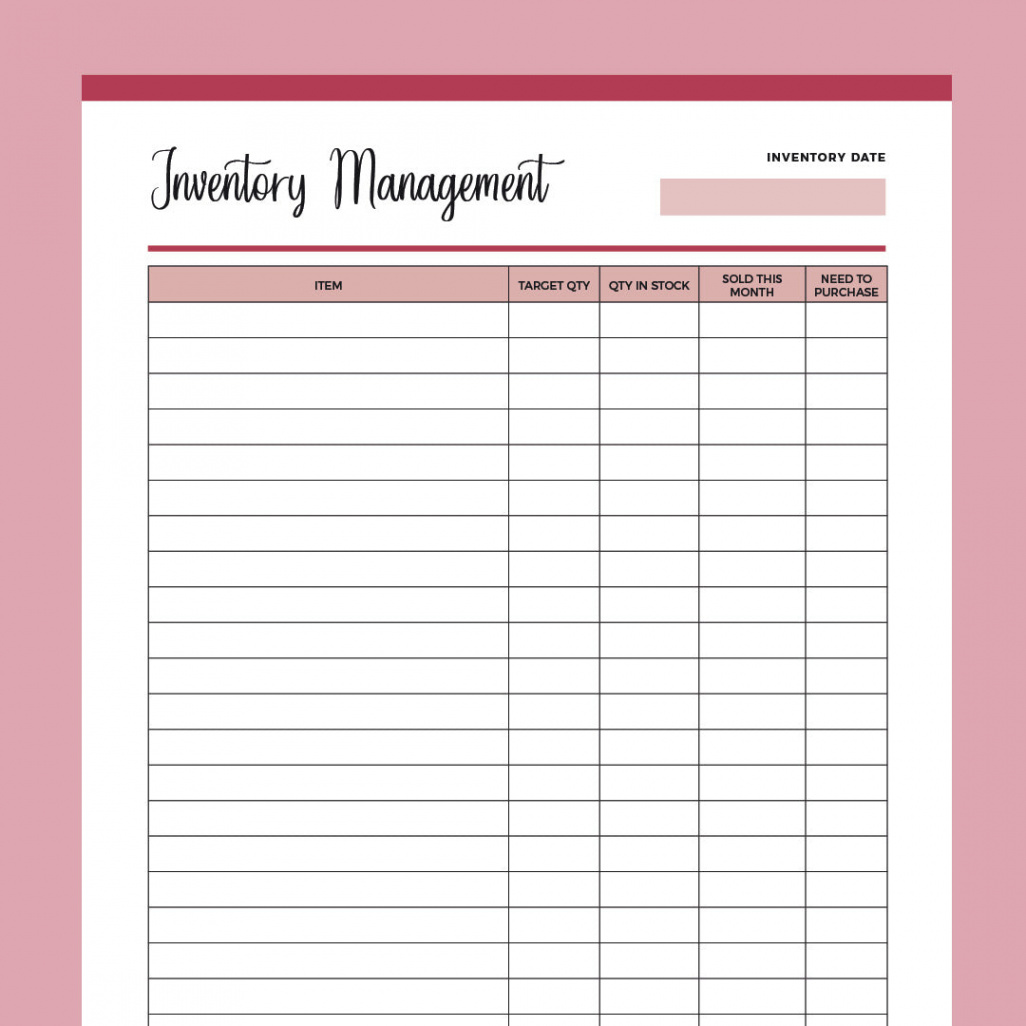 Printable Inventory Sheet  US Letter and A PDF  Instant Download