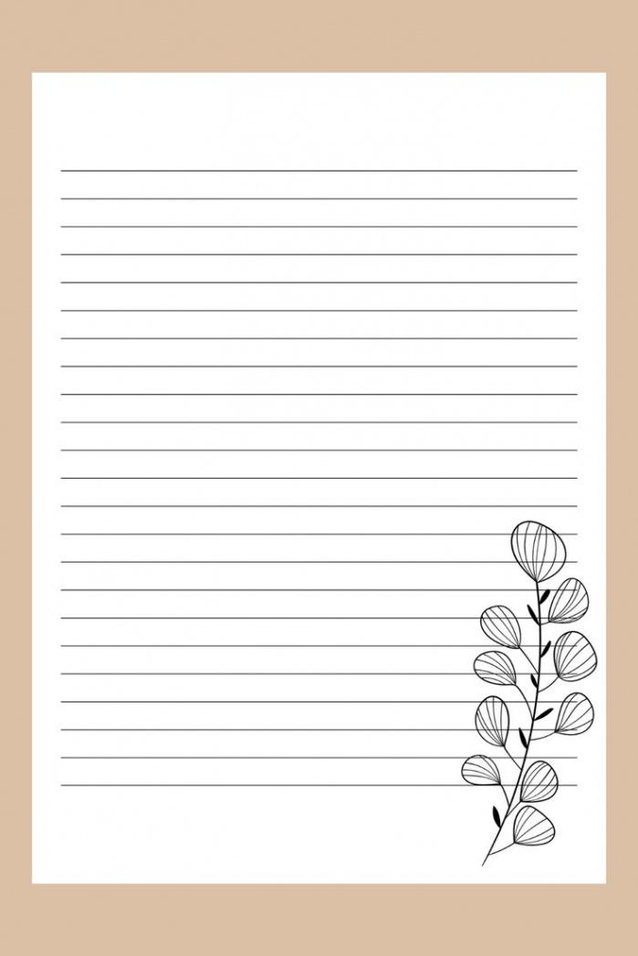 Printable Lined Letter Paper Minimalistic Flowers Stationery