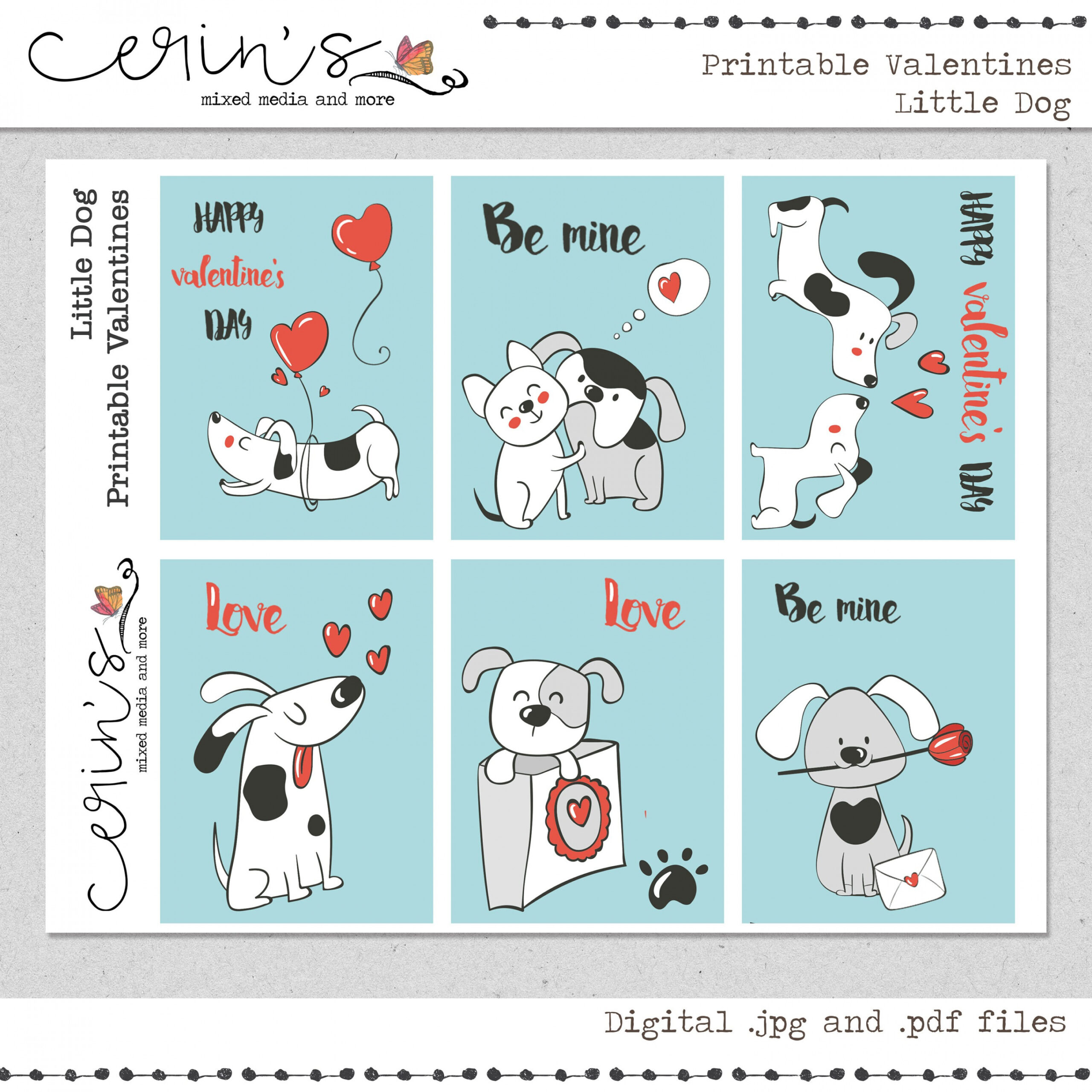 Printable Little Dog Valentine Cardsblack and White Puppy - Etsy