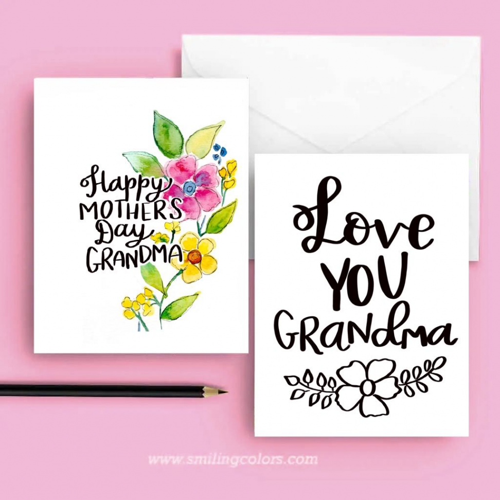 Printable Mothers Day Card To Grandma - Smiling Colors