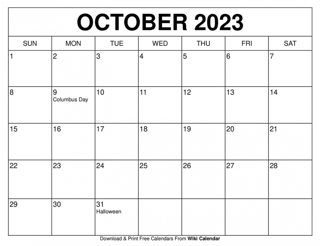 Printable October  Calendar Templates With Holidays