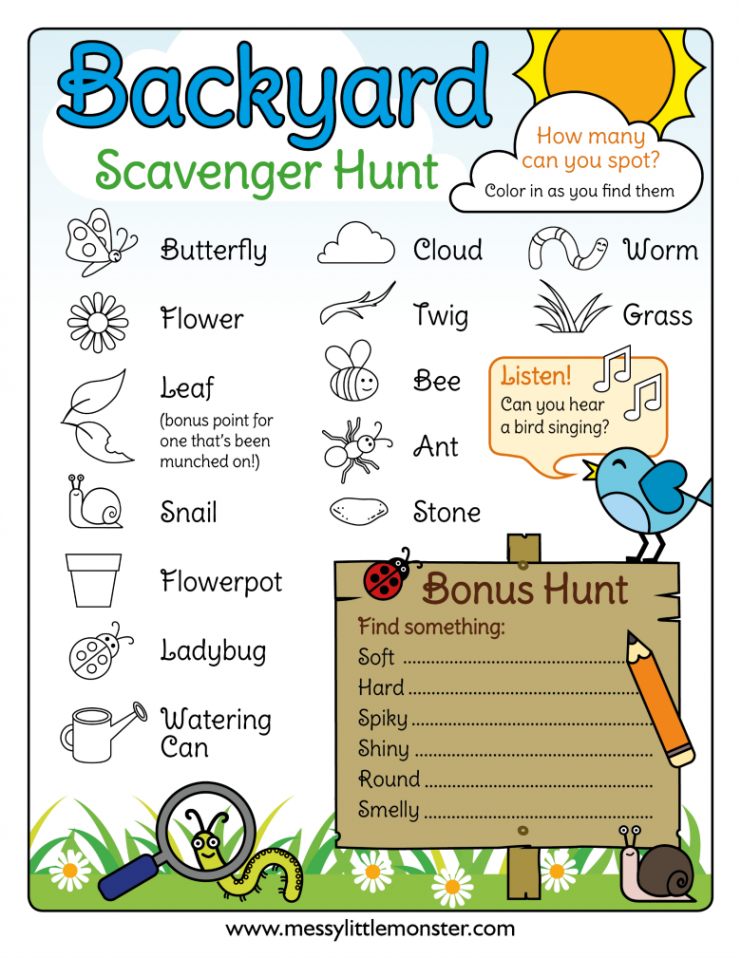 Printable Outdoor Scavenger Hunt - Messy Little Monster