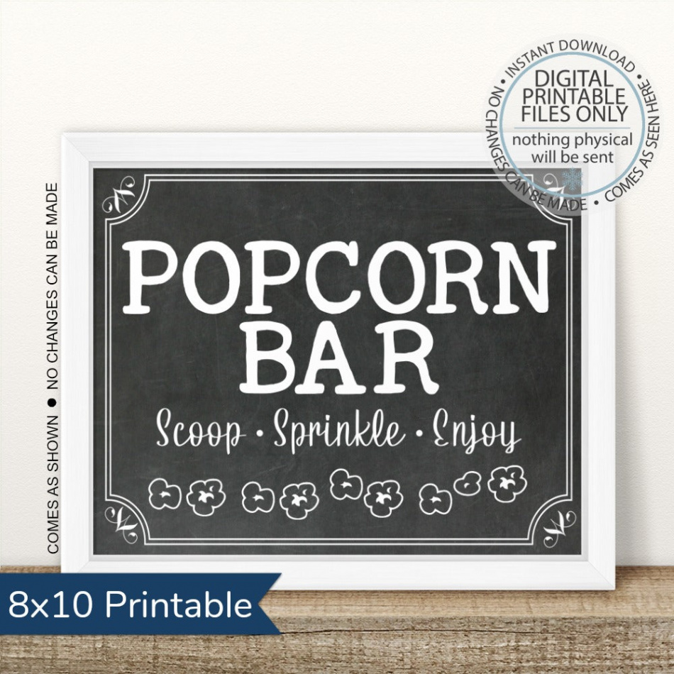 PRINTABLE Popcorn Bar Sign – Snowbound Print Co