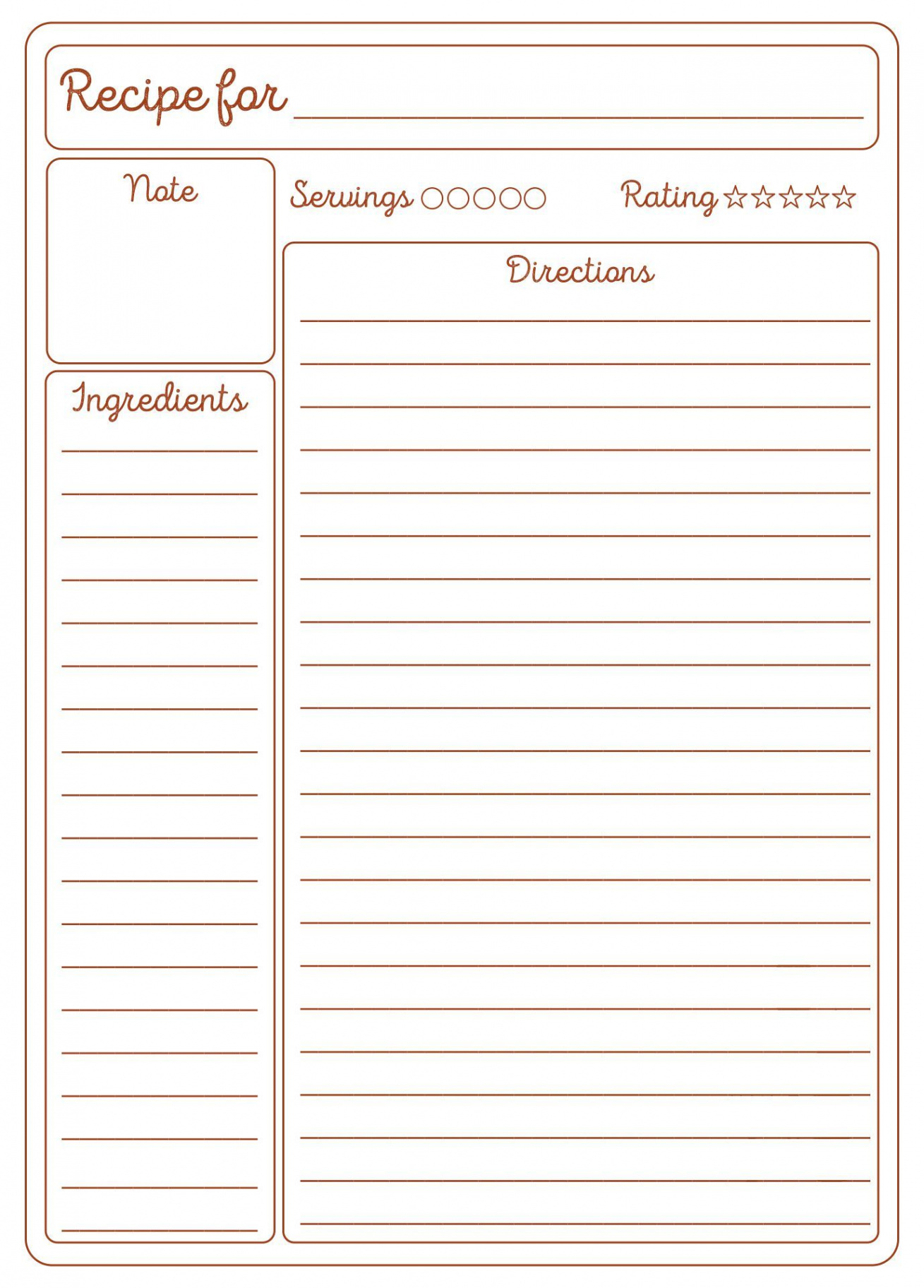 Printable Recipe Card Template in   Recipe template printable