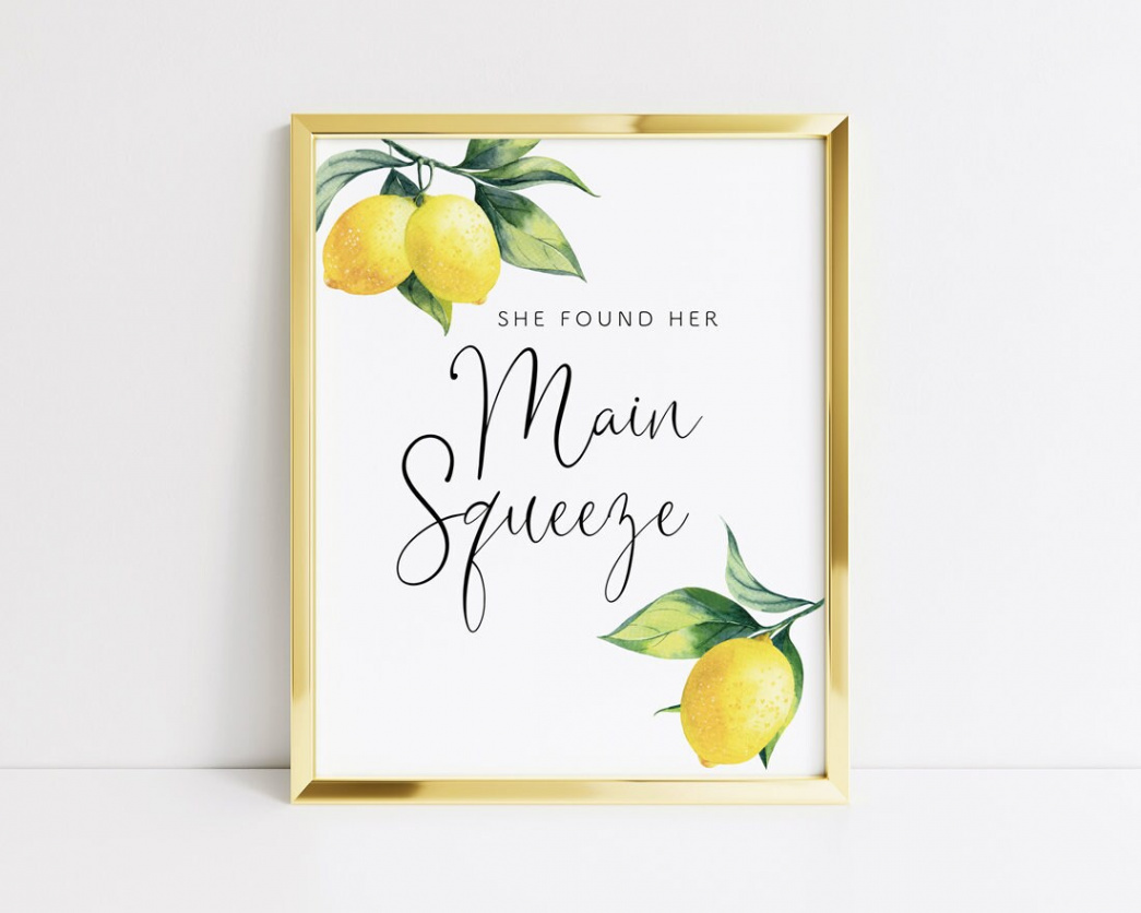 Printable She Found Her Main Squeeze Bridal Shower Sign Lemon