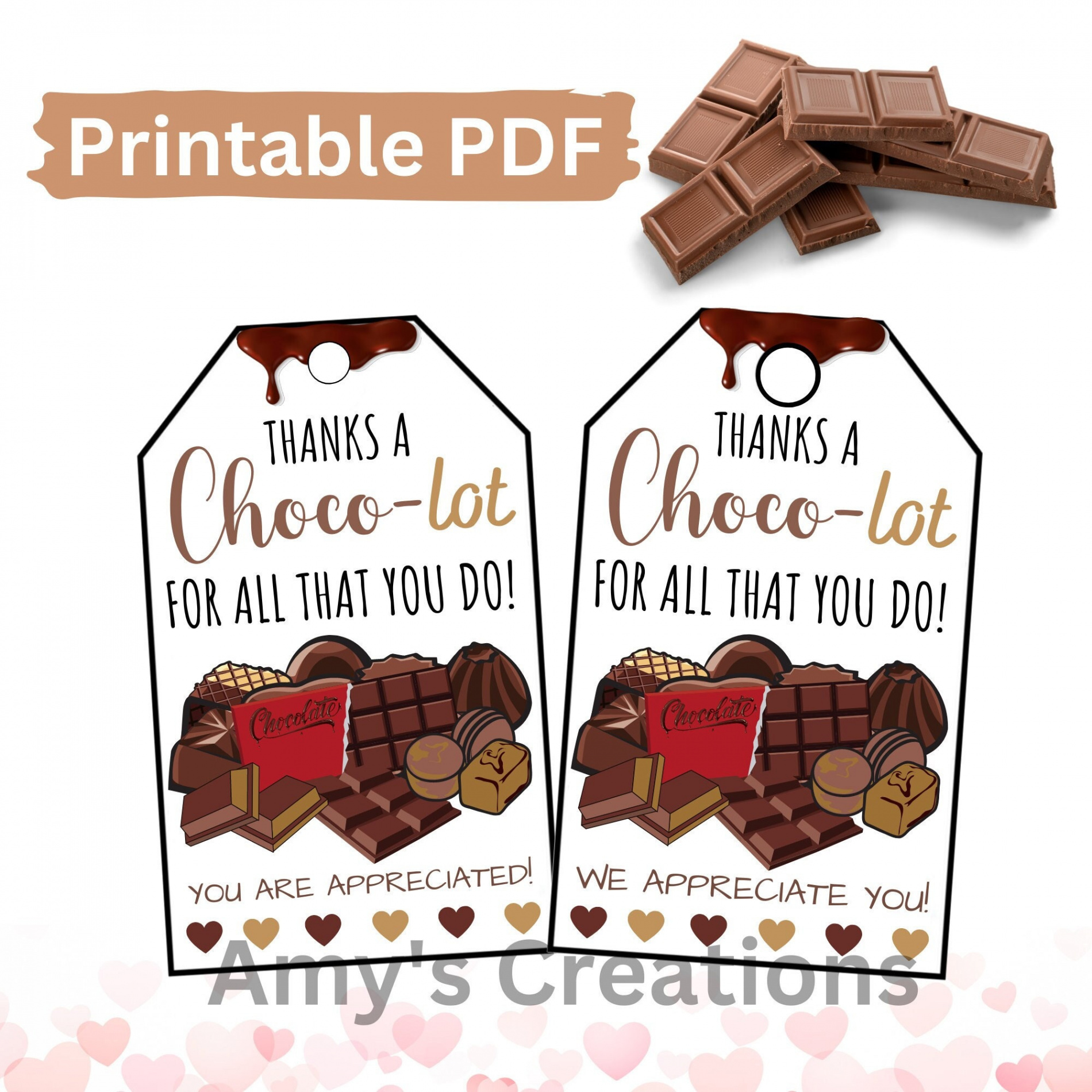 Printable Thanks a Choco-lot for All That You Do - Etsy