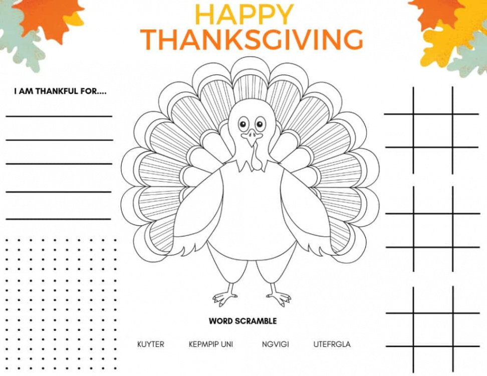 Printable Thanksgiving Placemat (Free Kids Printable) PDF