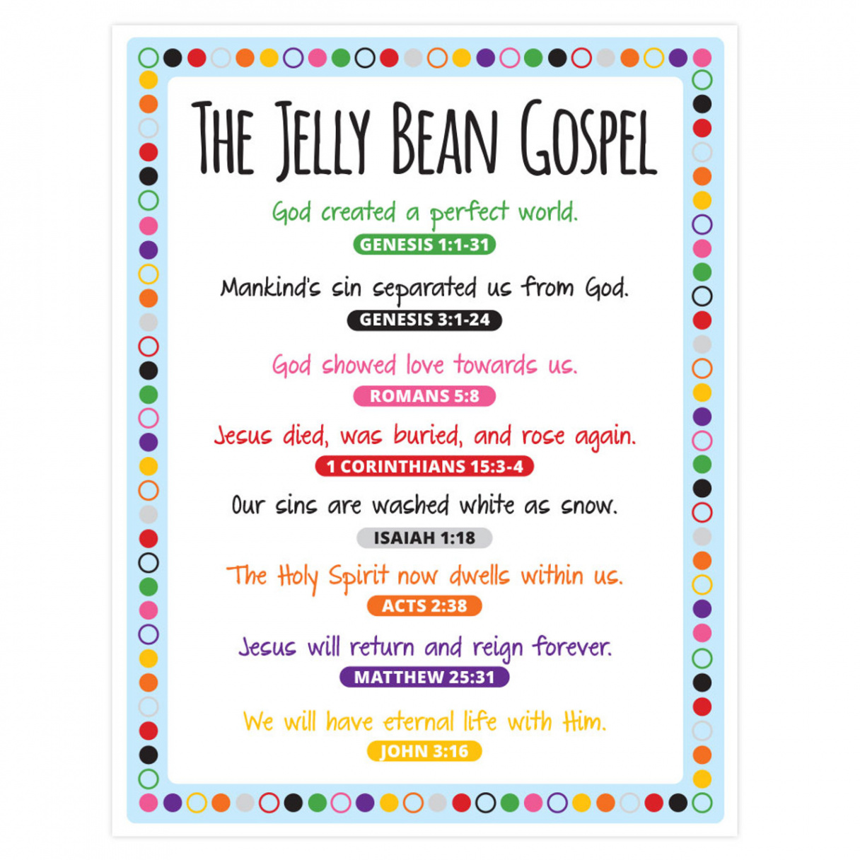 Printable - The Jelly Bean Gospel - Digital Download