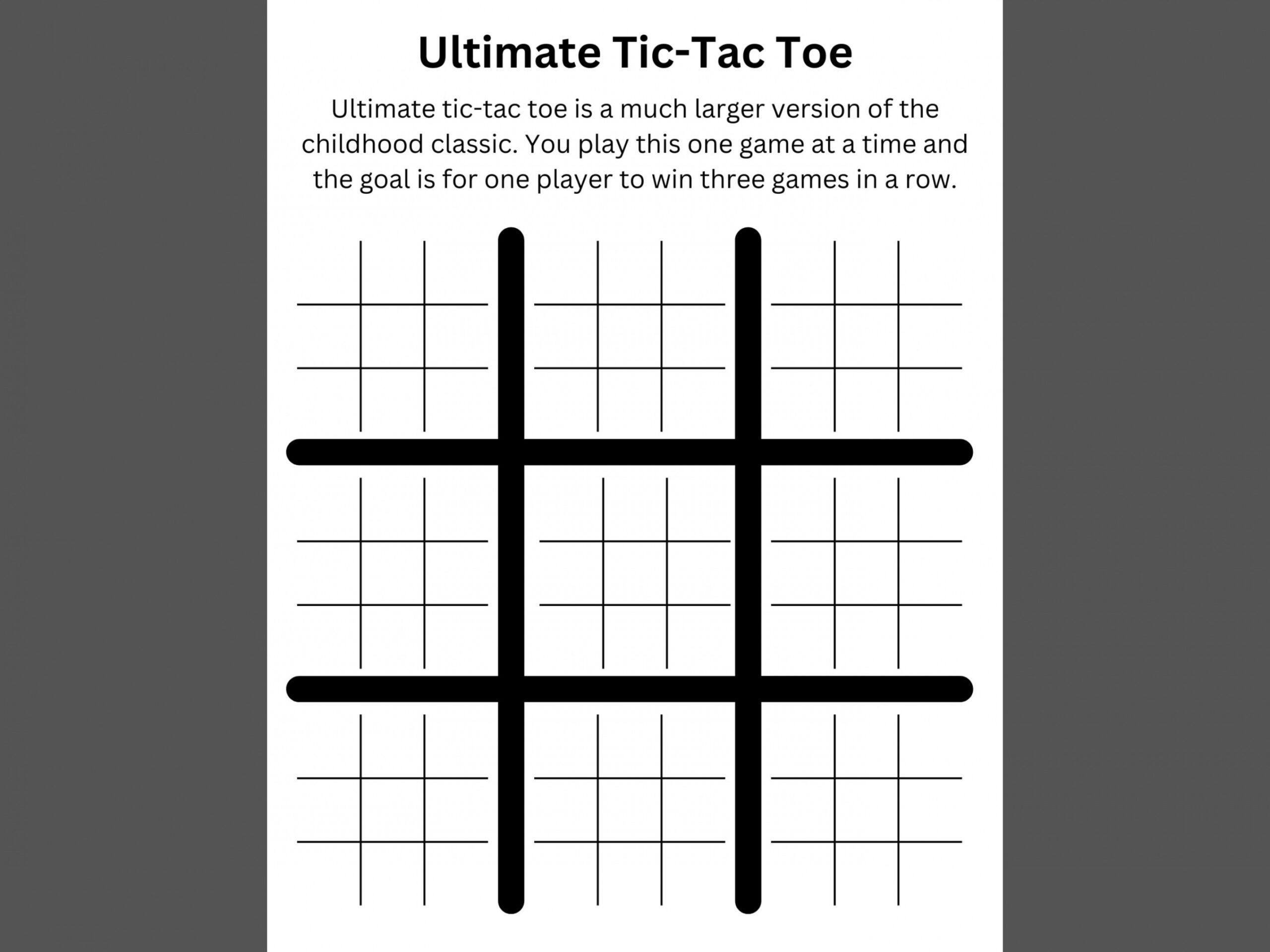 Printable Tic-tac Toe Ultimate Edition Digital Download PDF - Etsy