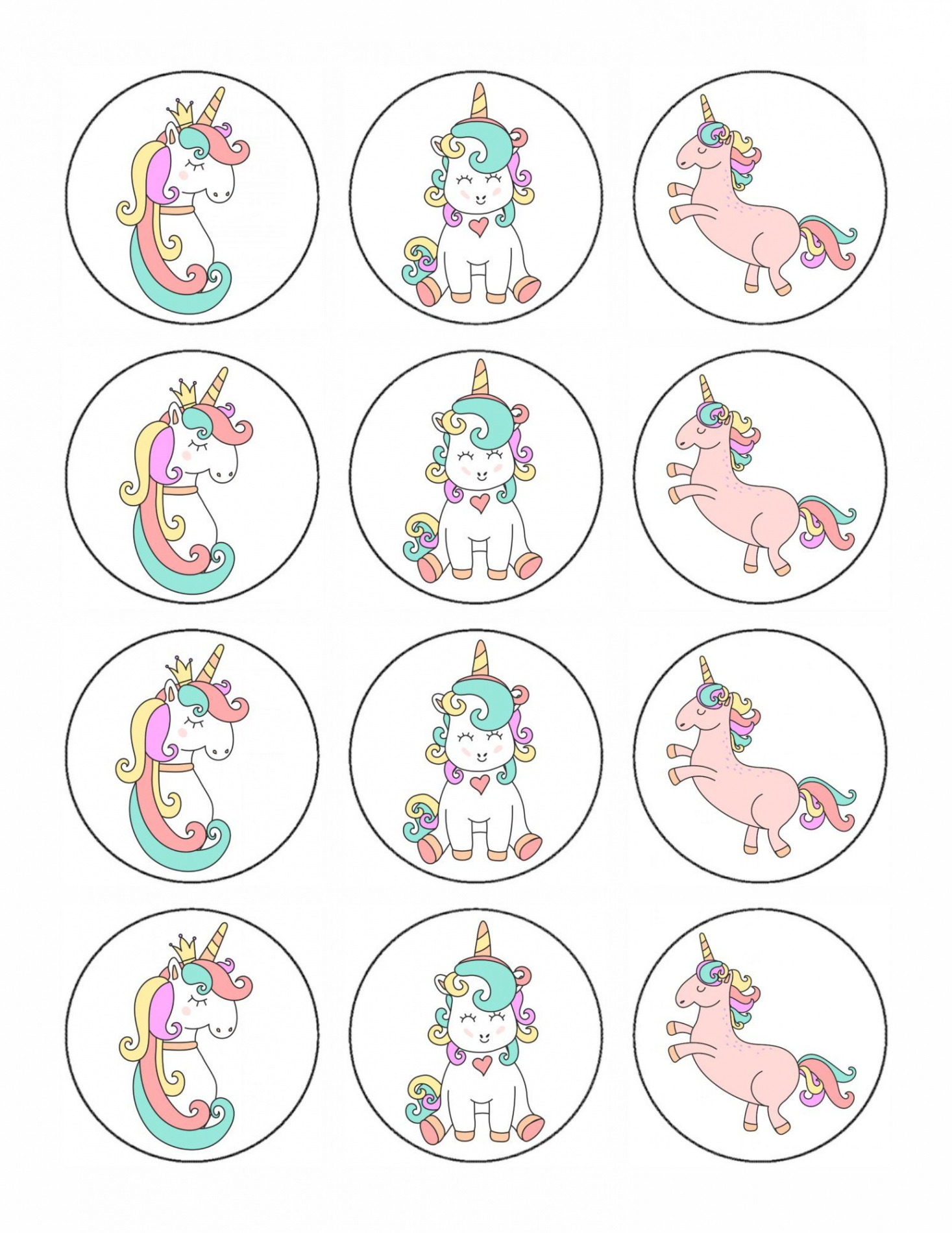 Printable Unicorn party decor  Unicorn cupcakes toppers, Unicorn