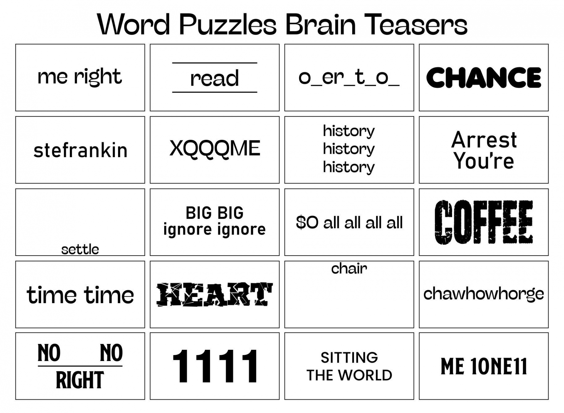 Printable Word Puzzles Brain Teasers  Word puzzles brain teasers