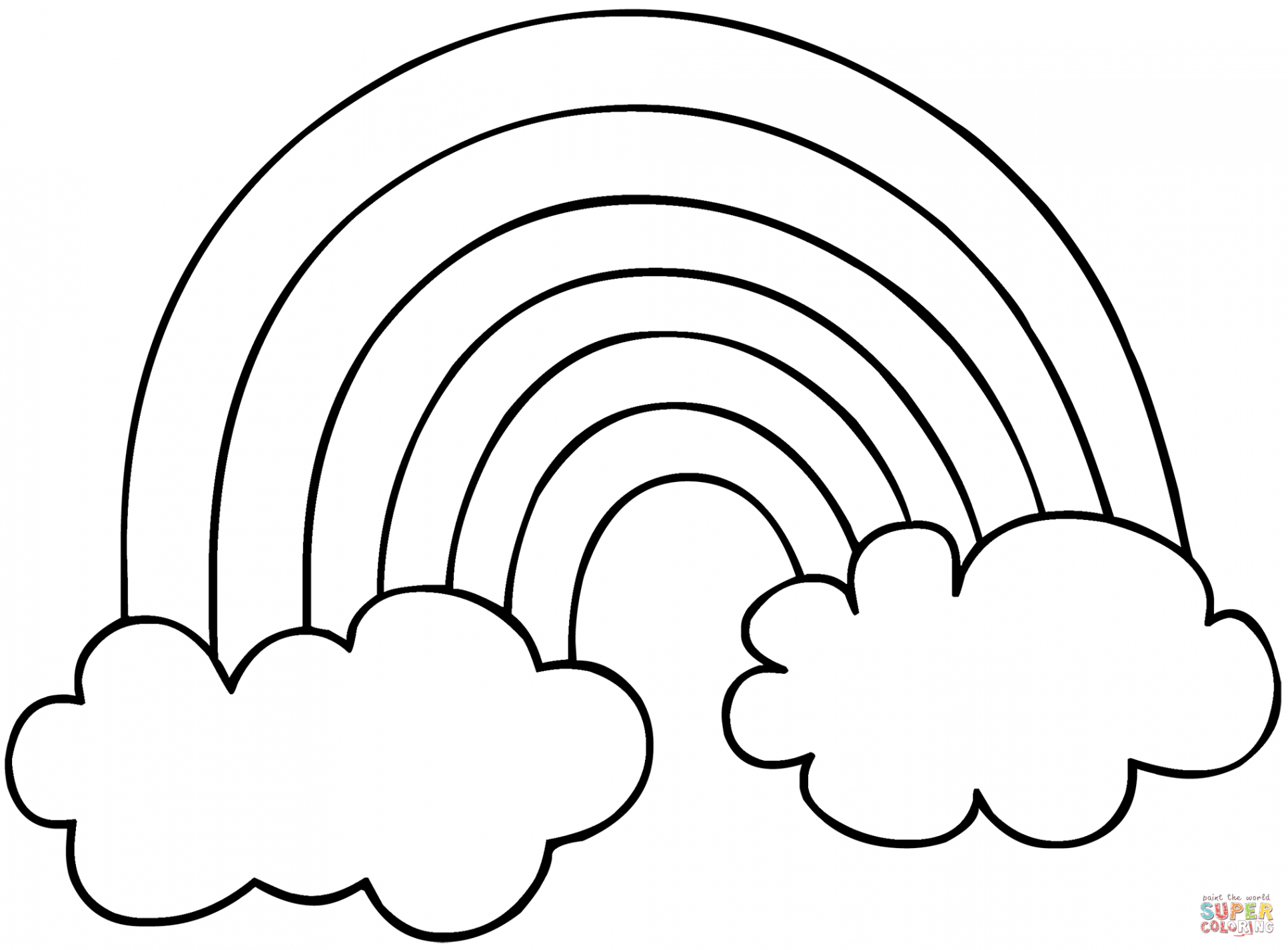 Rainbow with clouds  Super Coloring  Coloring pages, Free