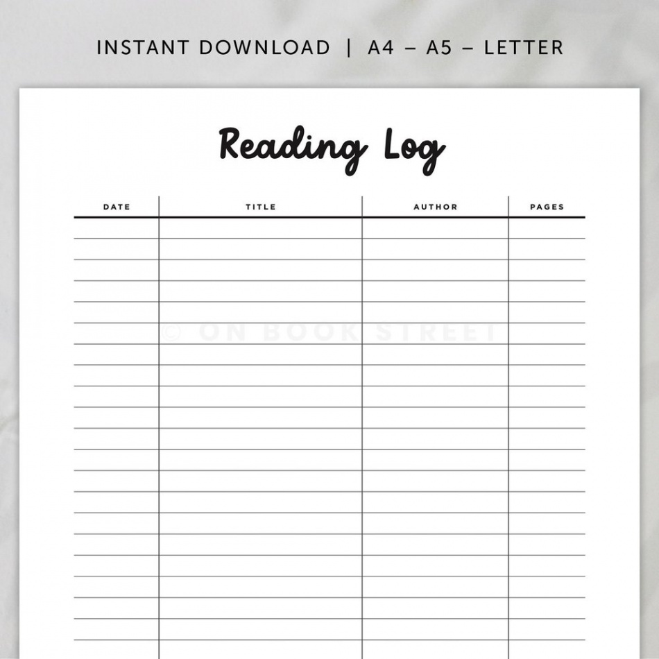 Reading Log Printable — On Book Street