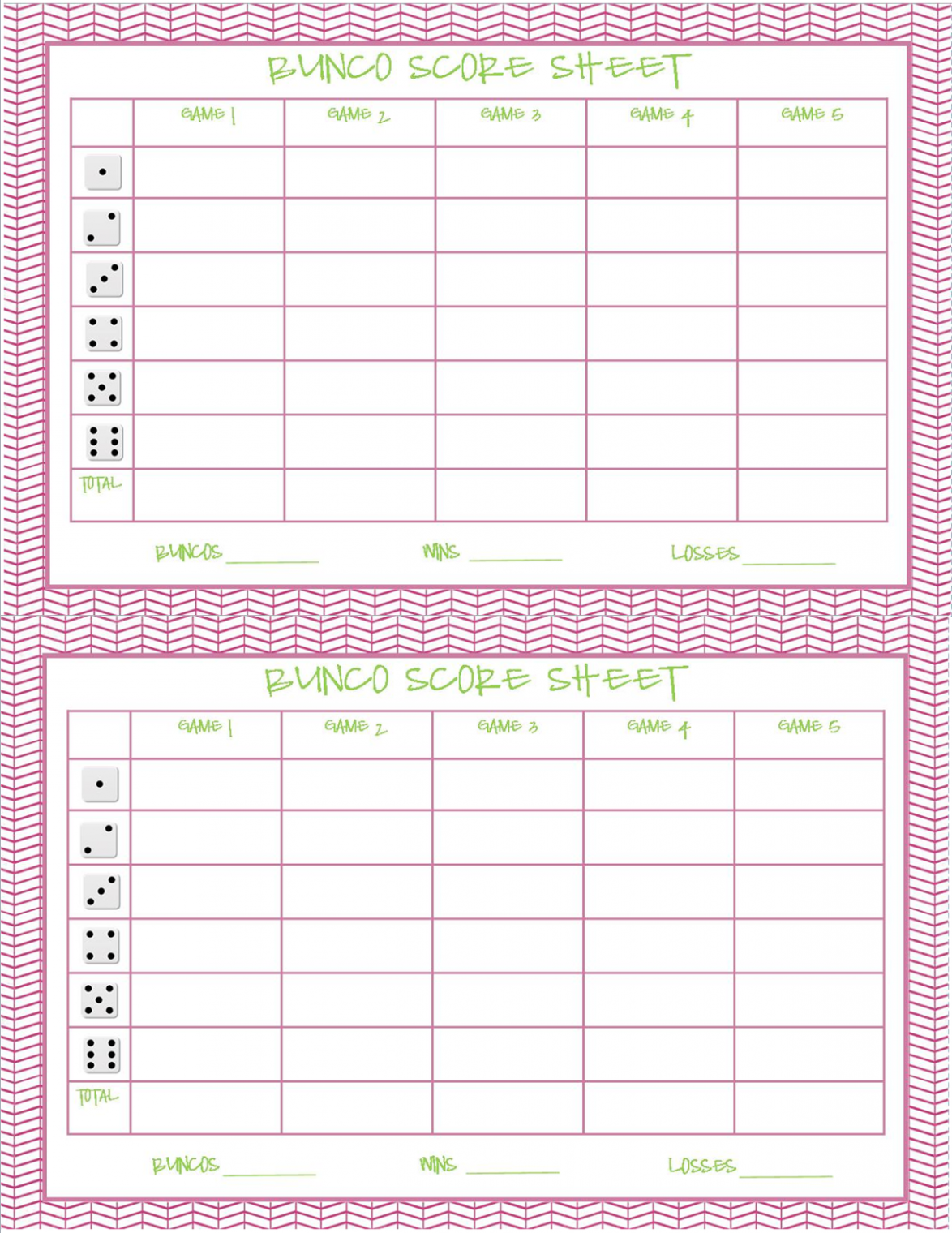 Recipes from Stephanie: Free Bunco Printable  Bunco score sheets