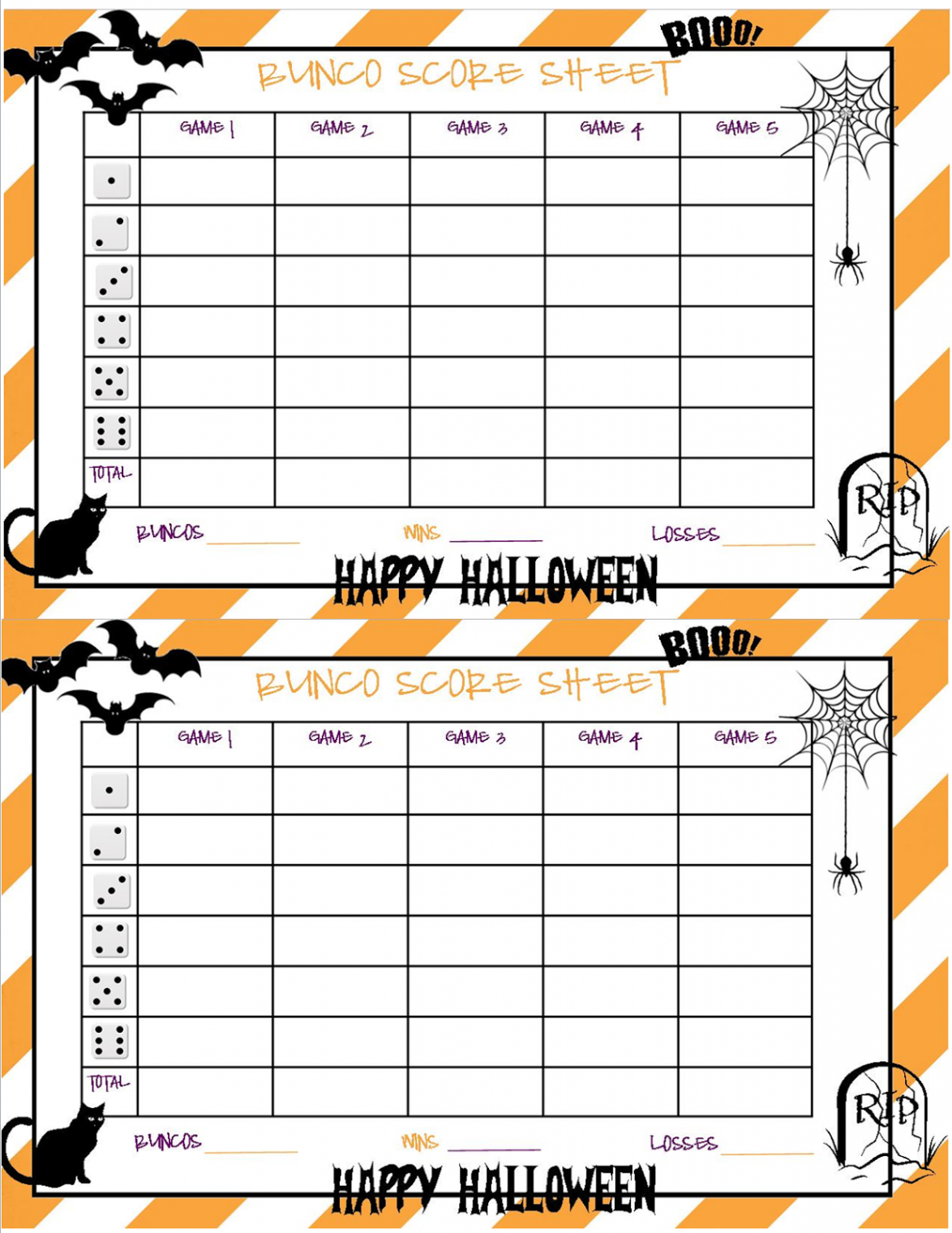 Recipes from Stephanie: Halloween Bunco Sheet  Halloween bunco