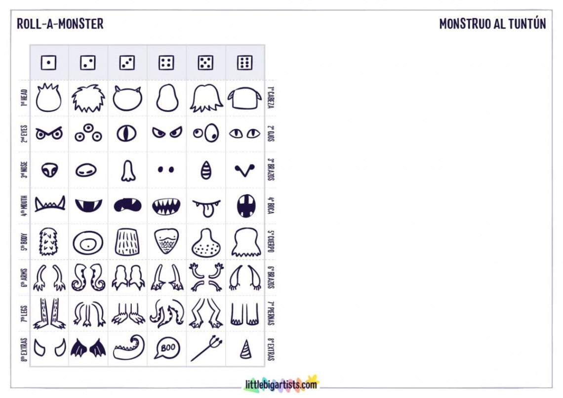 Roll-A-Monster Creativity Worksheet - Little Big Artists