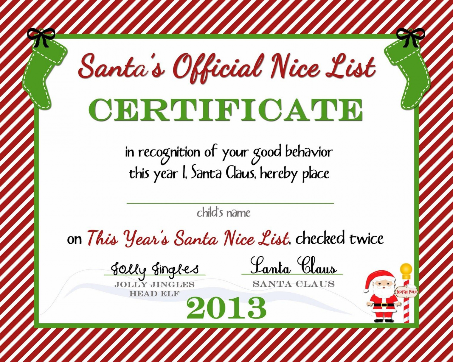 santa NICE LIST CERTIFICATES  Free Printable) Nice List