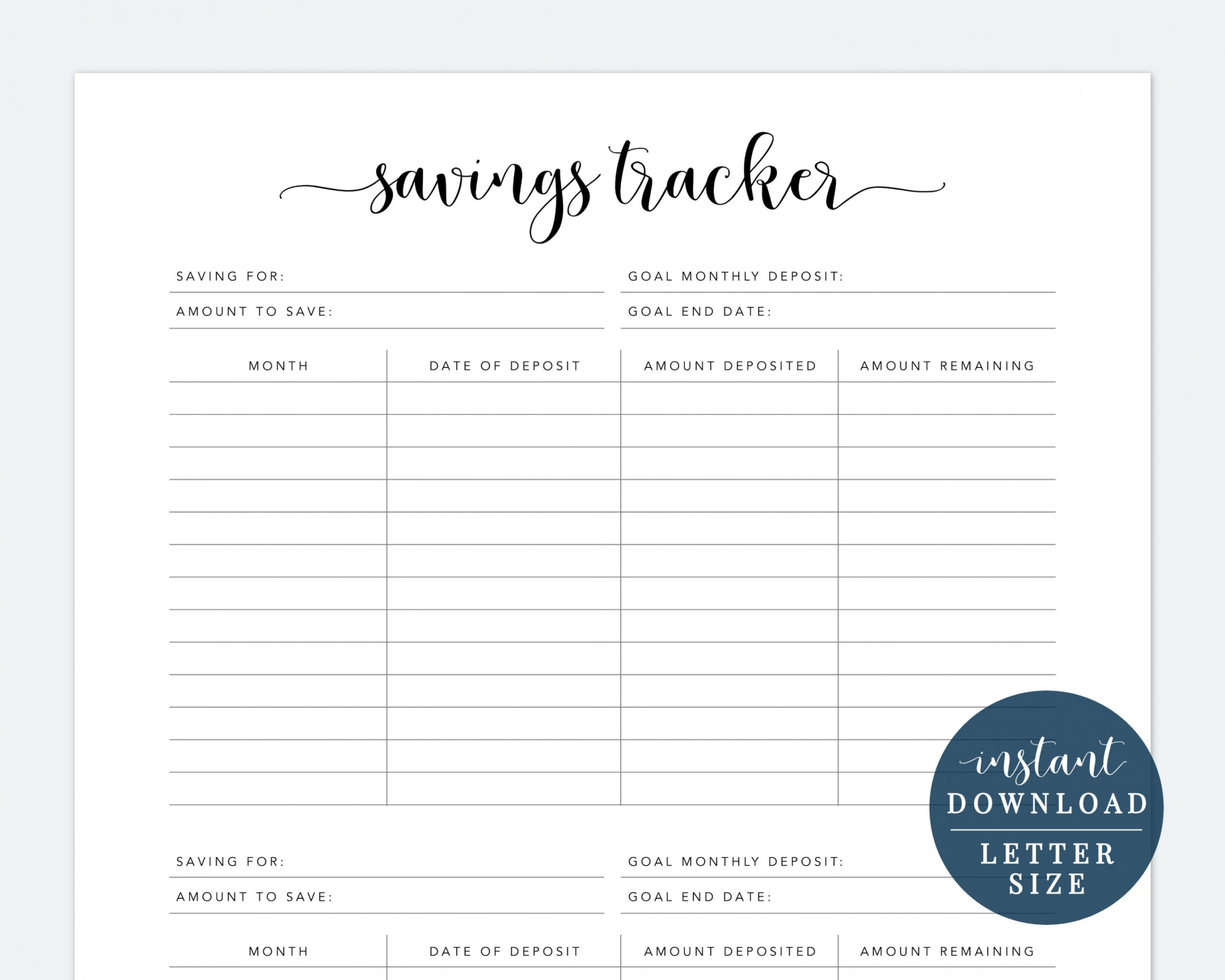 Savings Tracker Printable Savings Goal Tracker Savings - Etsy