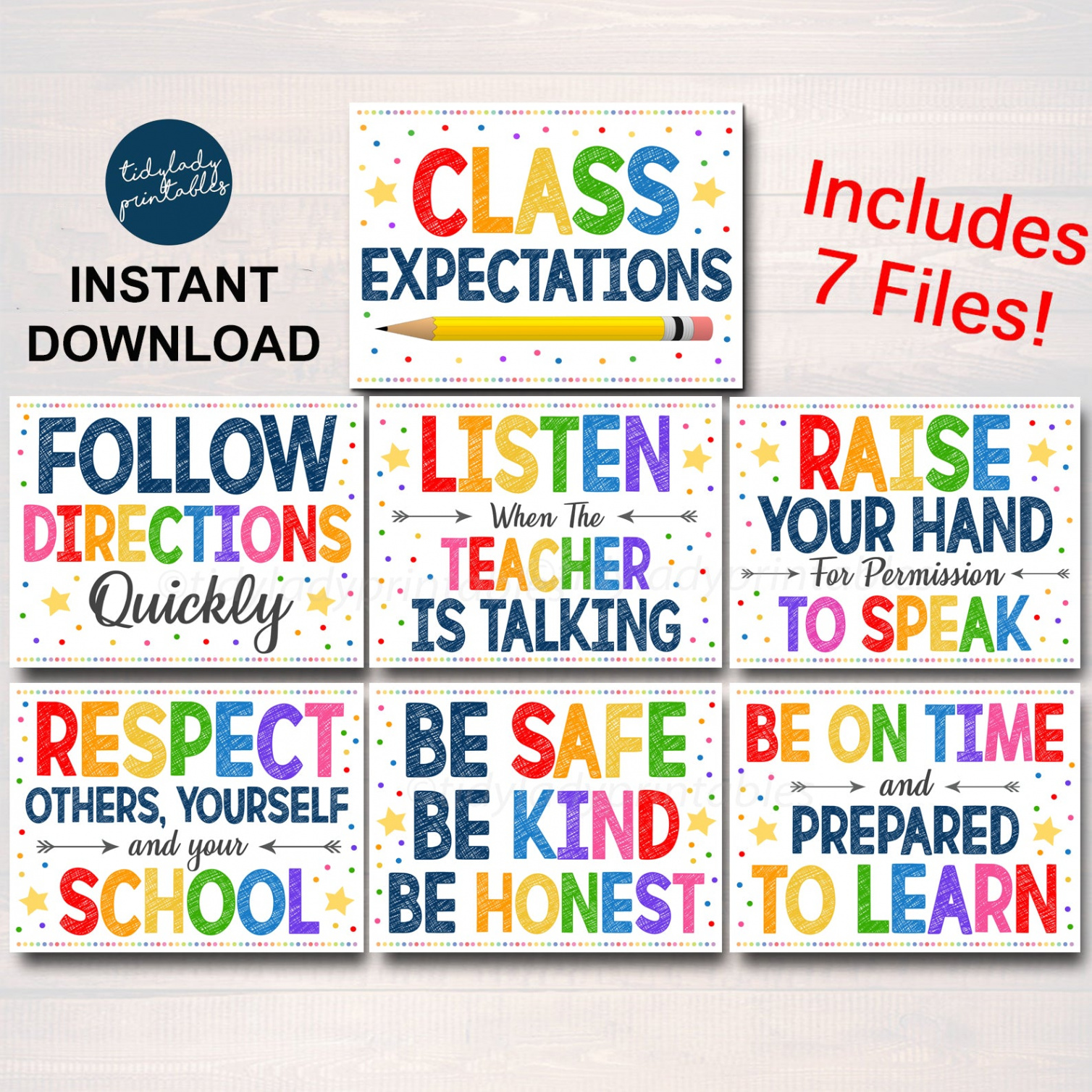 School Classroom Rules Poster Set  TidyLady Printables