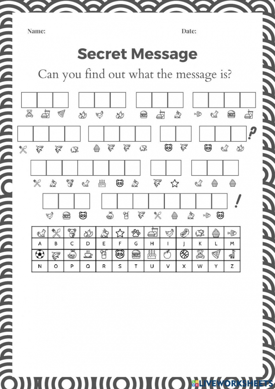 Secret Message worksheet for Grade   Live Worksheets